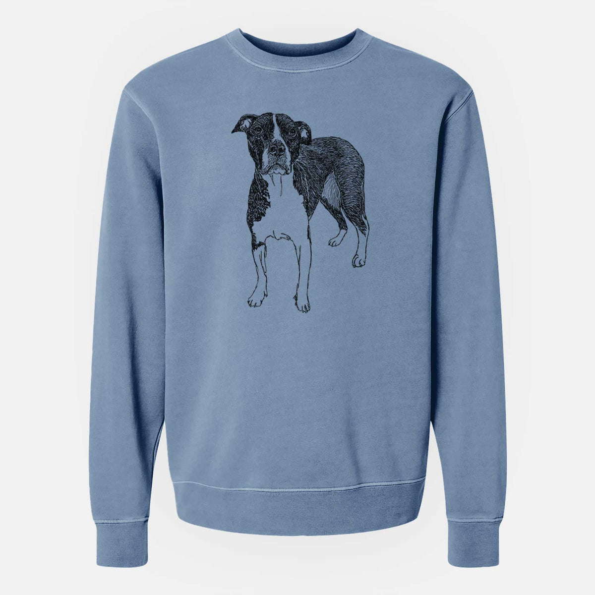 Doodled Harley Quinn the American Staffordshire Terrier - Unisex Pigment Dyed Crew Sweatshirt