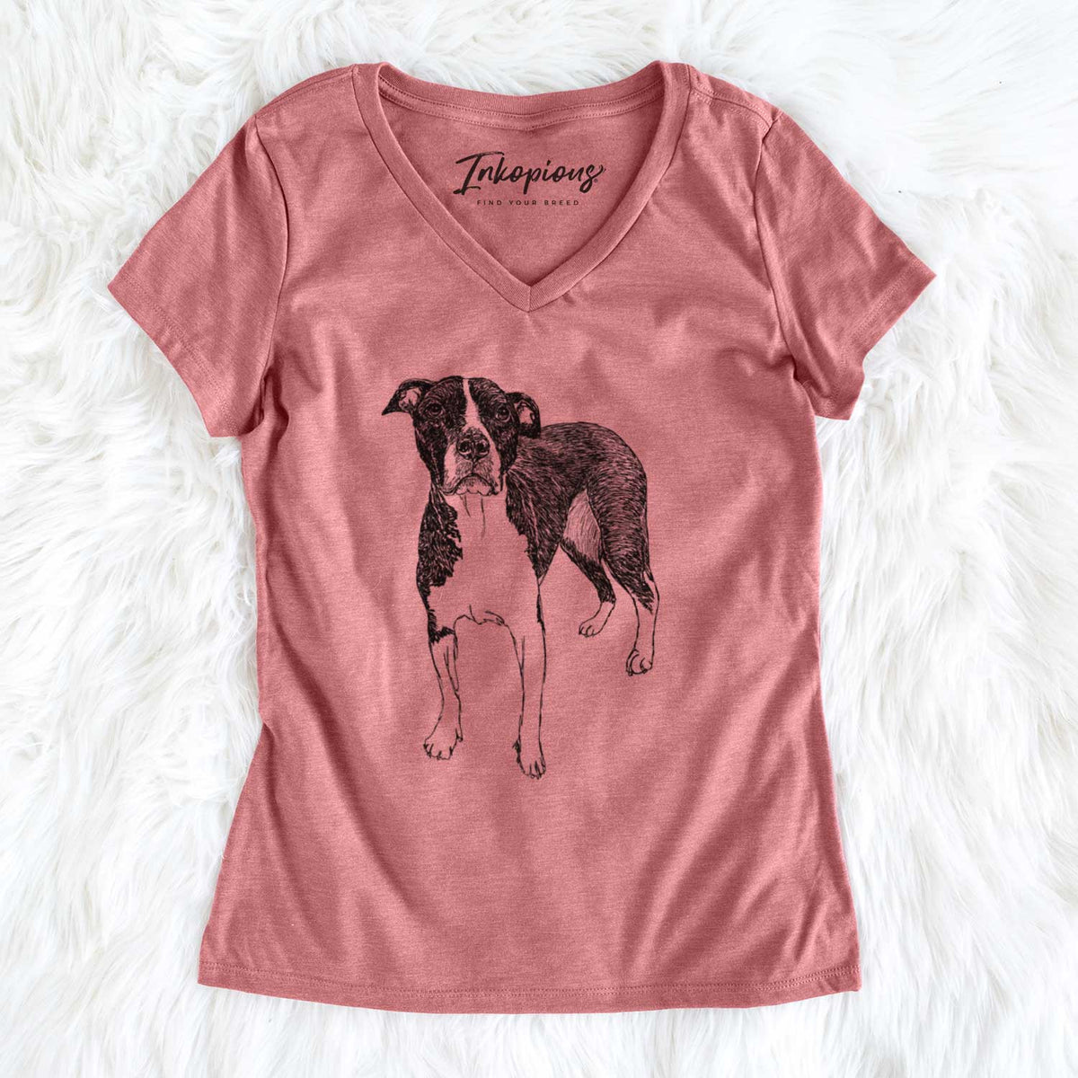 Doodled Harley Quinn the American Staffordshire Terrier - Women&#39;s V-neck Shirt