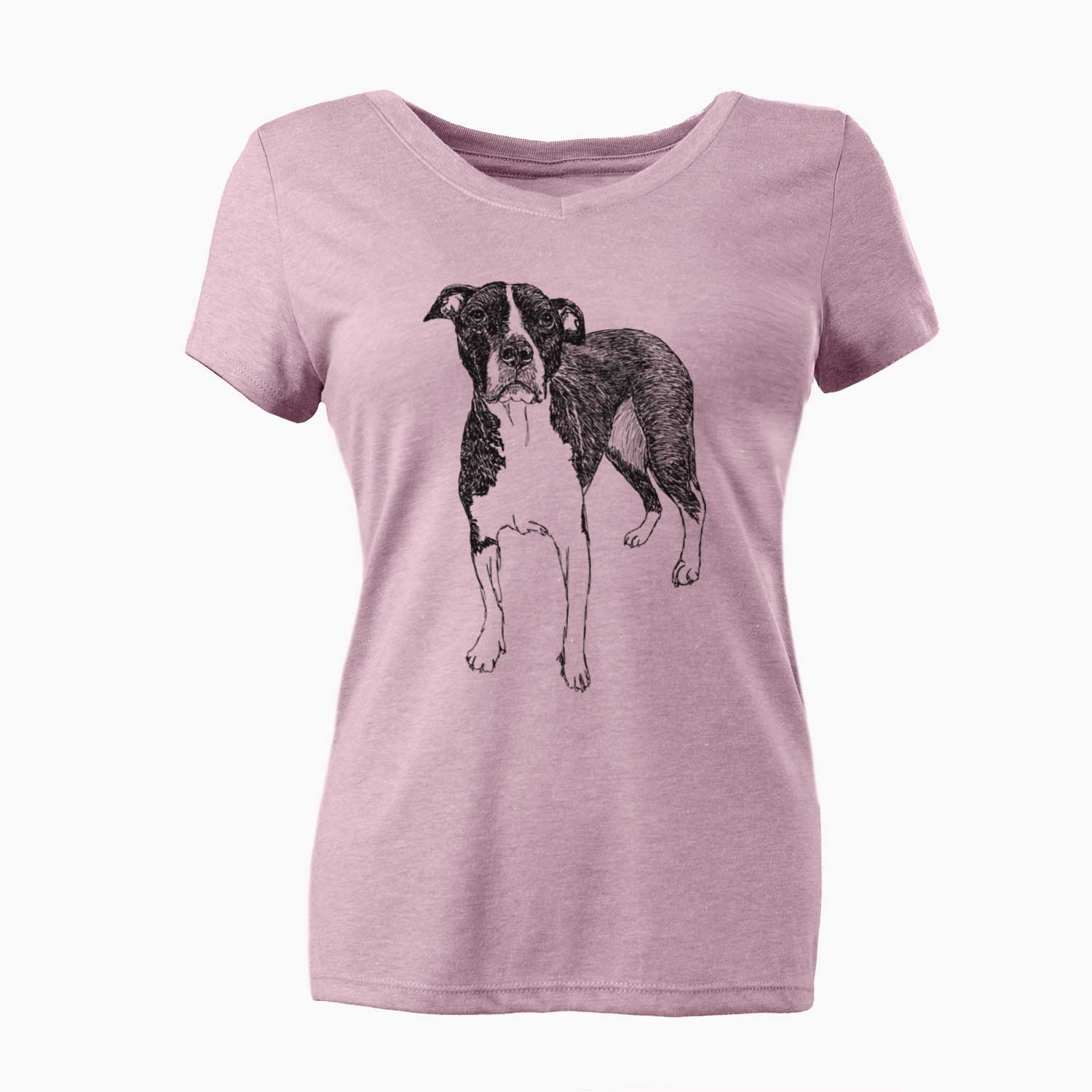 Doodled Harley Quinn the American Staffordshire Terrier - Women's V-neck Shirt