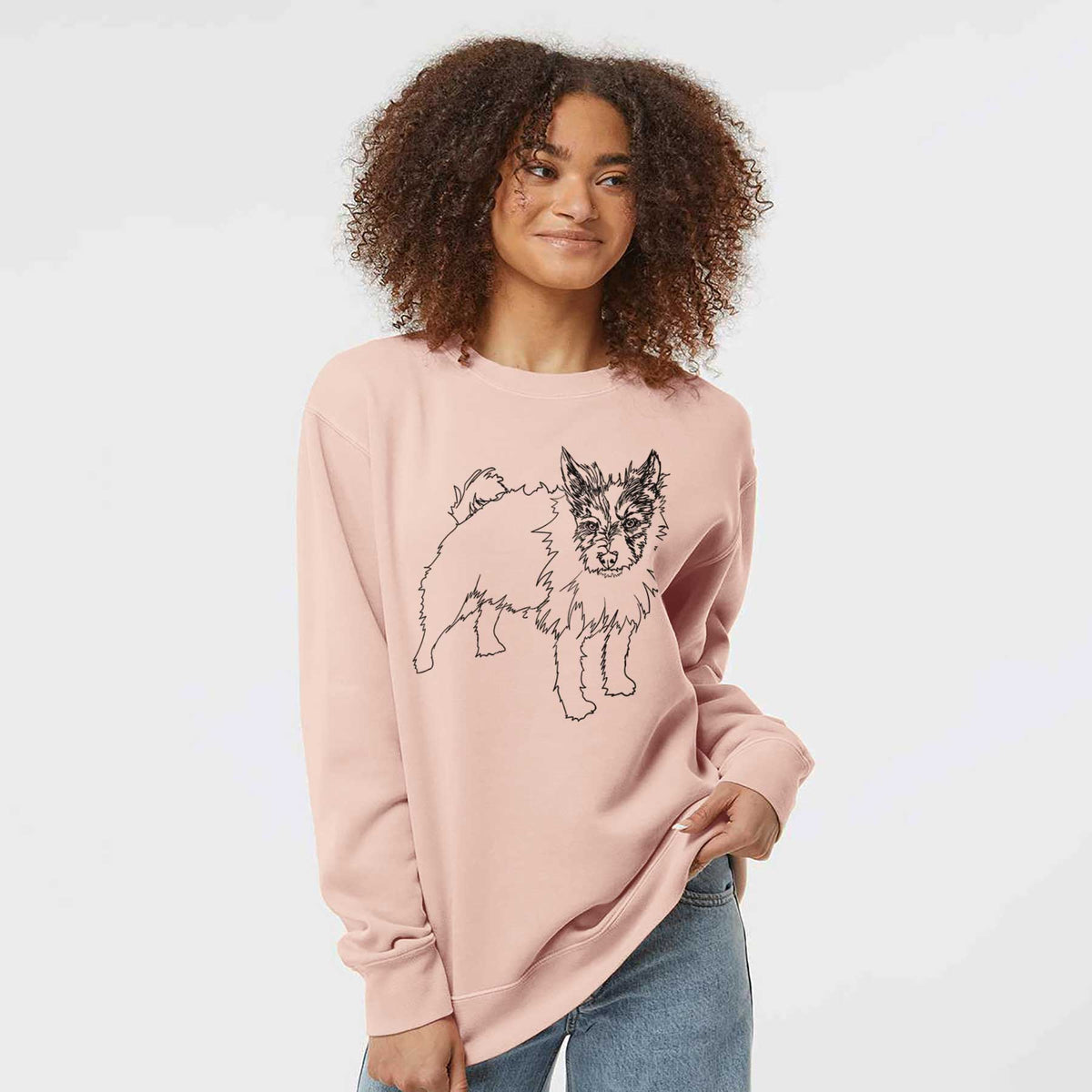 Doodled Harry the Jack Russell Terrier - Unisex Pigment Dyed Crew Sweatshirt