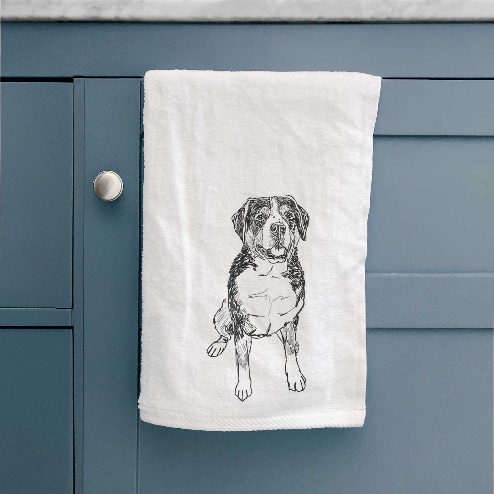 Doodled Harvey the Greater Swiss Mountain Dog Decorative Hand Towel