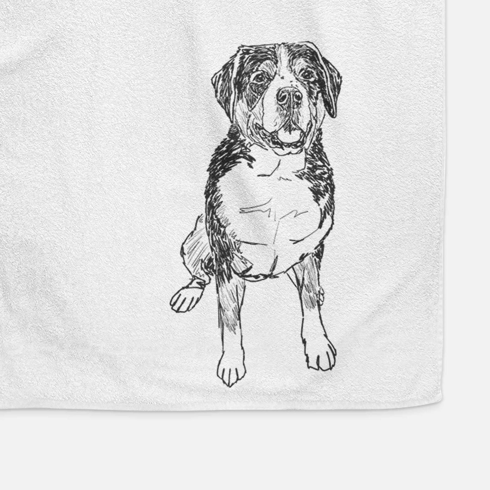 Doodled Harvey the Greater Swiss Mountain Dog Decorative Hand Towel