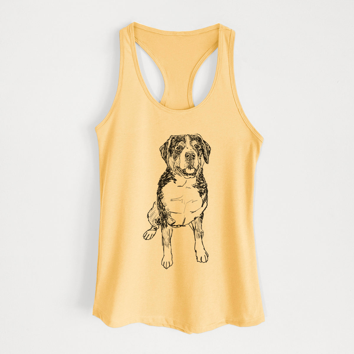 Doodled Harvey the Greater Swiss Mountain Dog - Women's Racerback Tanktop