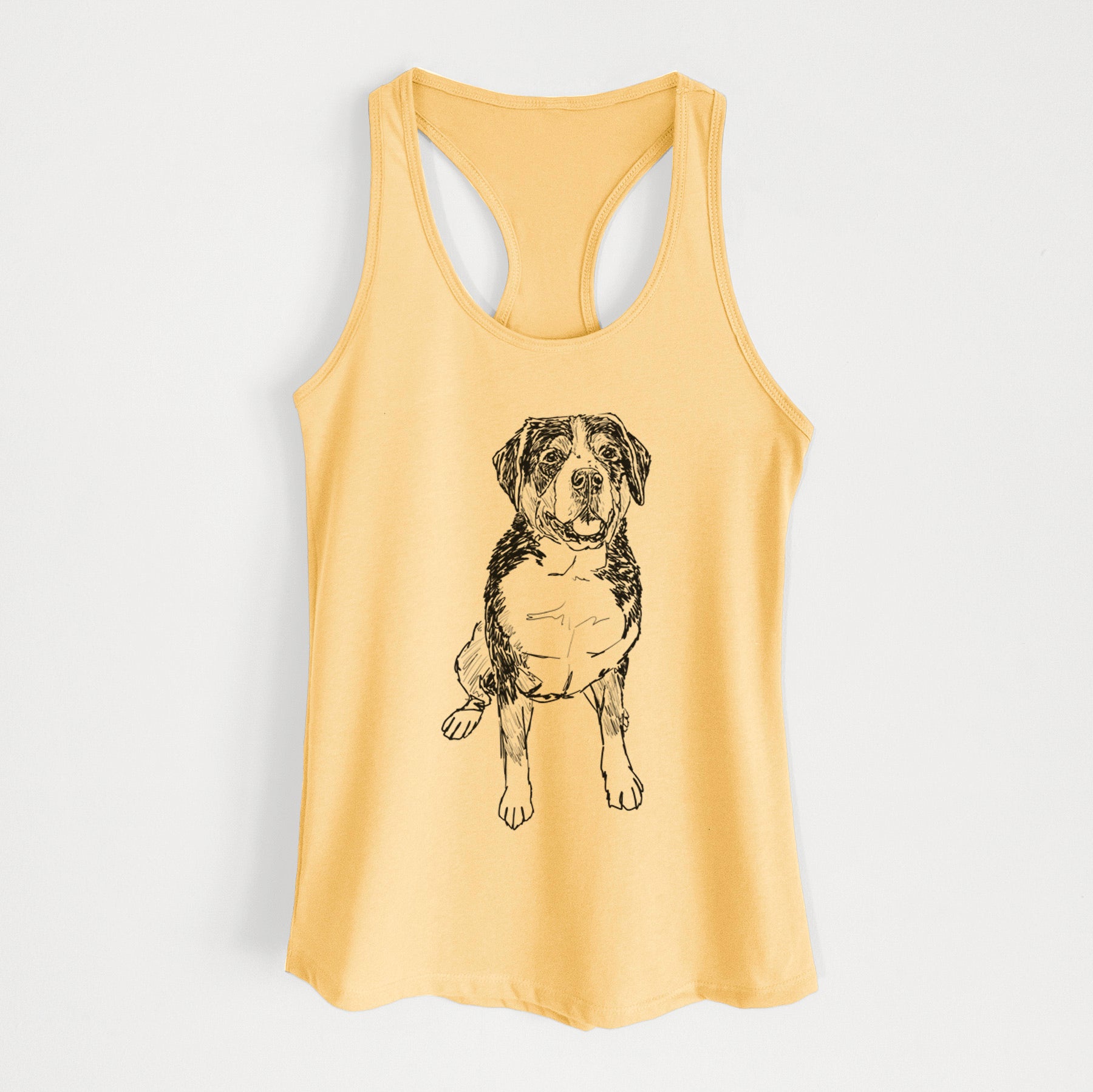 Doodled Harvey the Greater Swiss Mountain Dog - Women's Racerback Tanktop