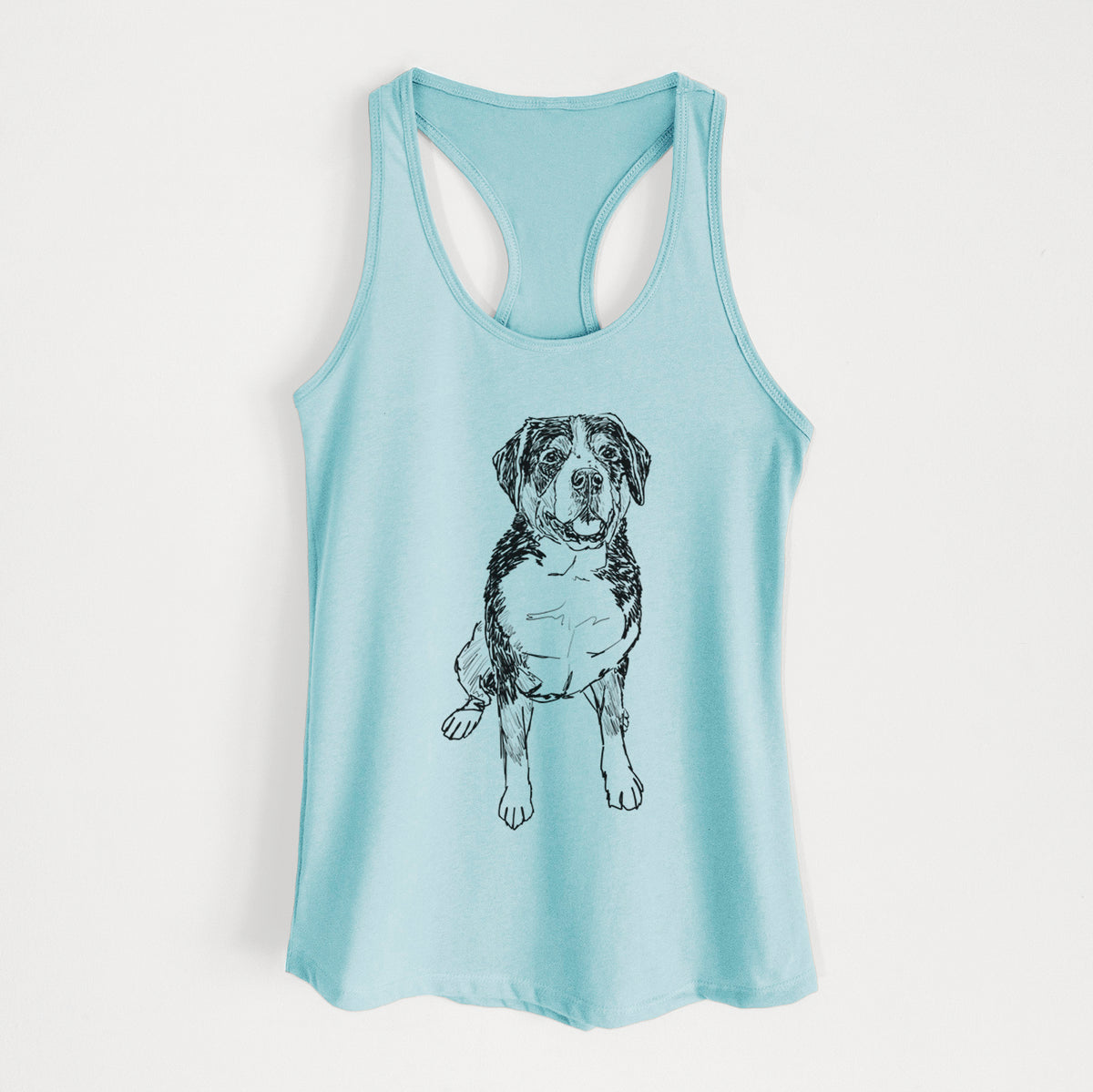 Doodled Harvey the Greater Swiss Mountain Dog - Women&#39;s Racerback Tanktop