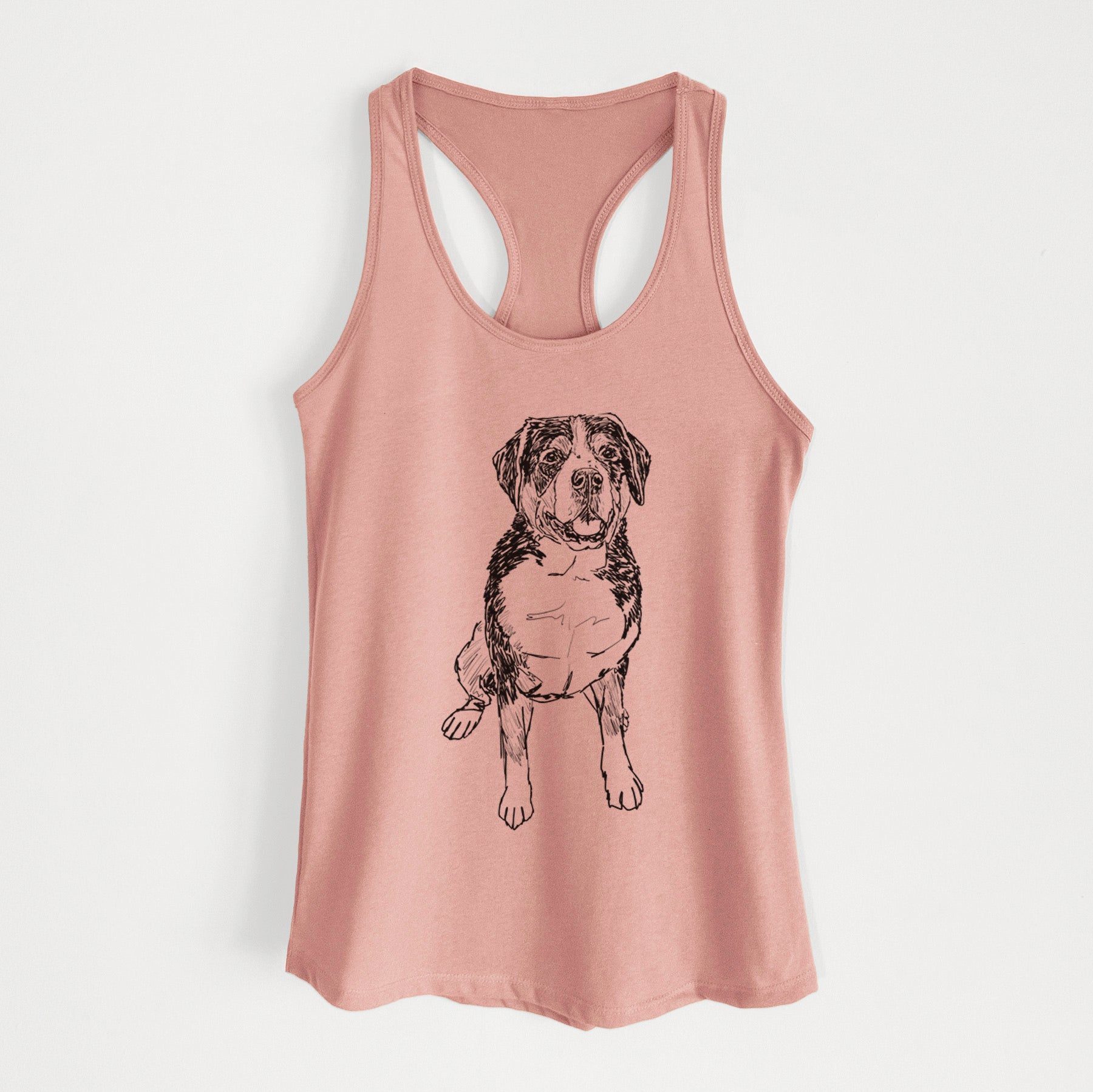 Doodled Harvey the Greater Swiss Mountain Dog - Women's Racerback Tanktop