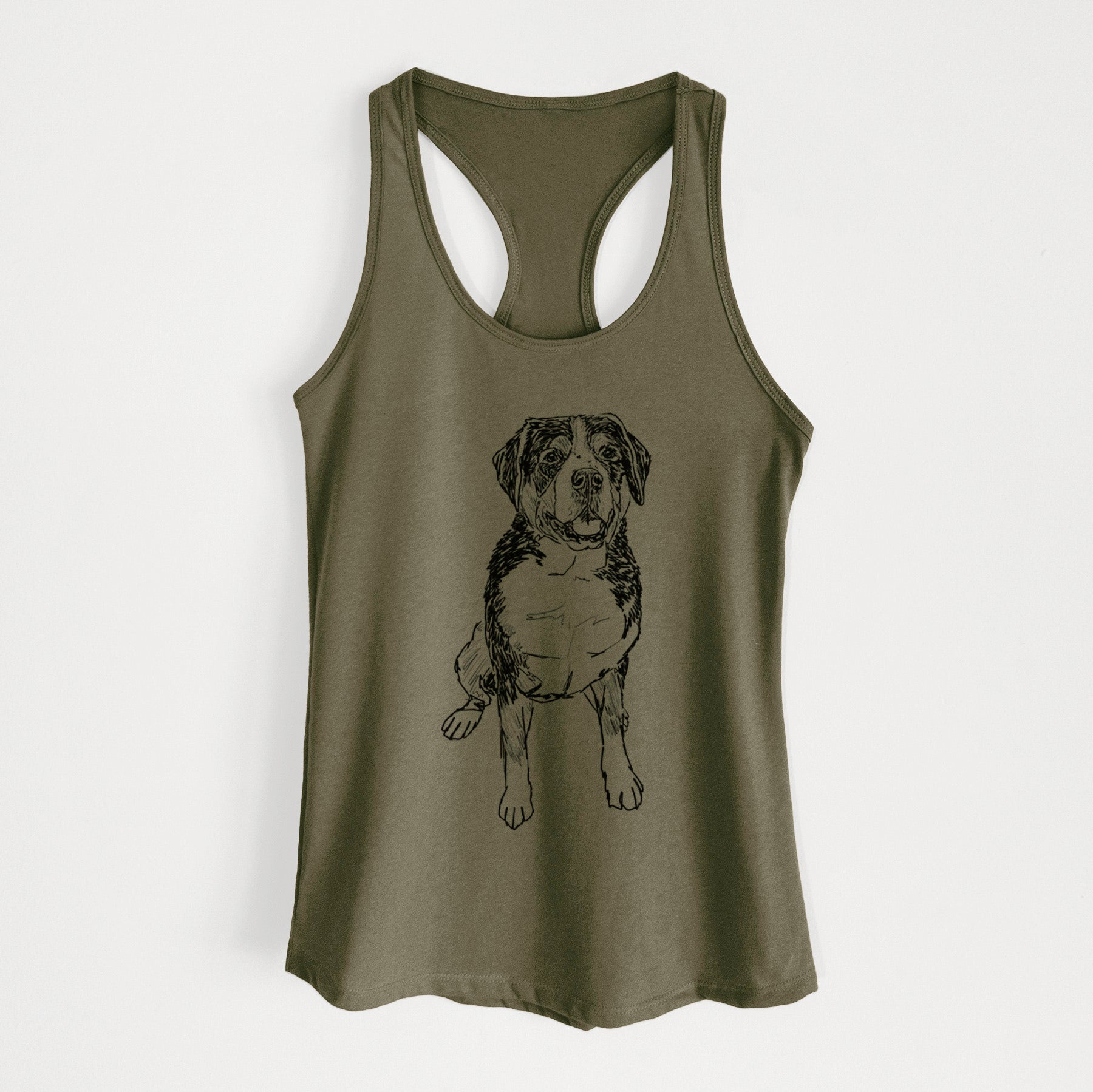 Doodled Harvey the Greater Swiss Mountain Dog - Women's Racerback Tanktop