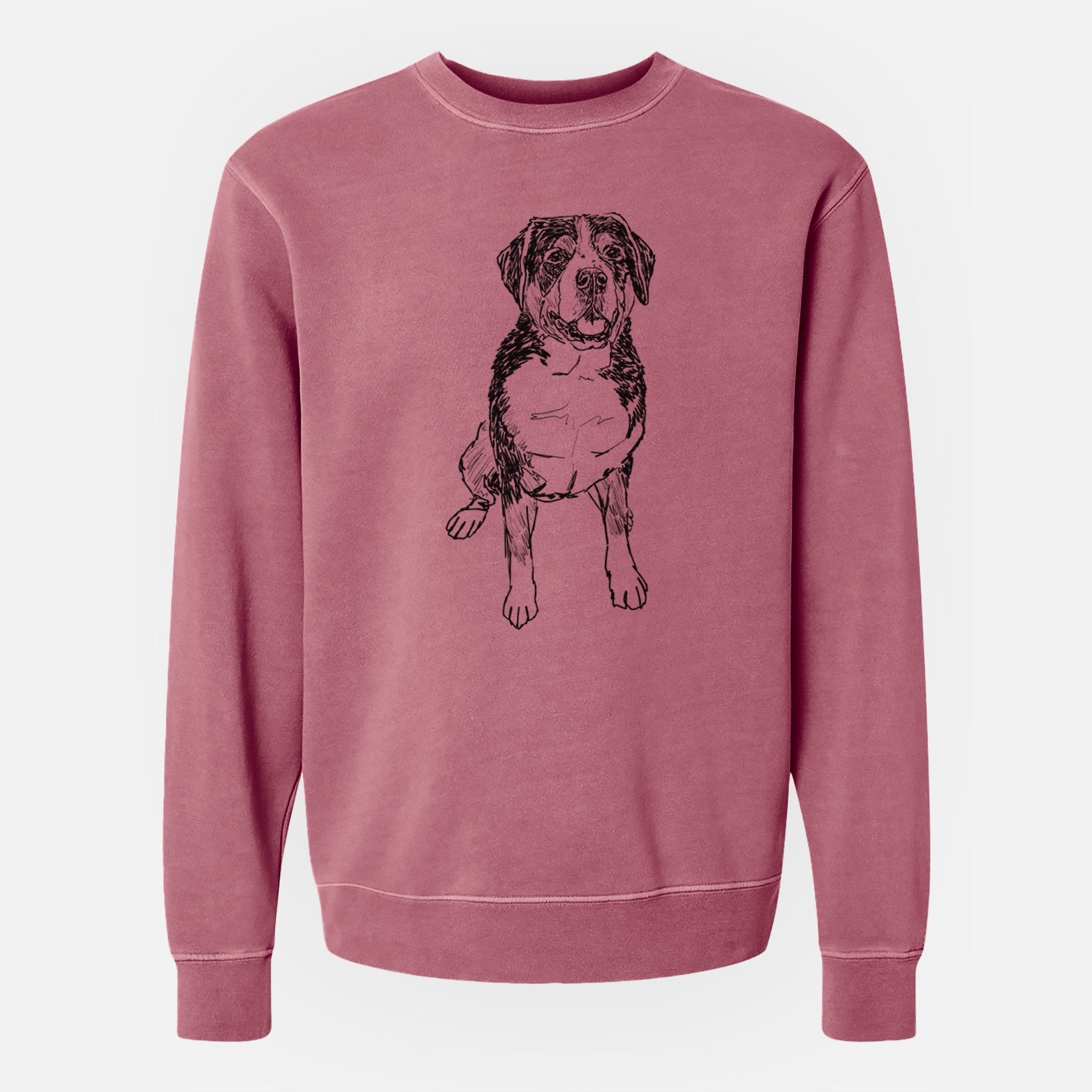 Doodled Harvey the Greater Swiss Mountain Dog - Unisex Pigment Dyed Crew Sweatshirt