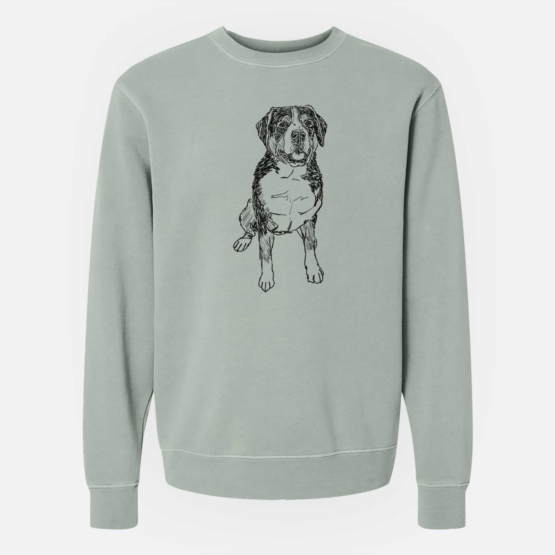 Doodled Harvey the Greater Swiss Mountain Dog - Unisex Pigment Dyed Crew Sweatshirt