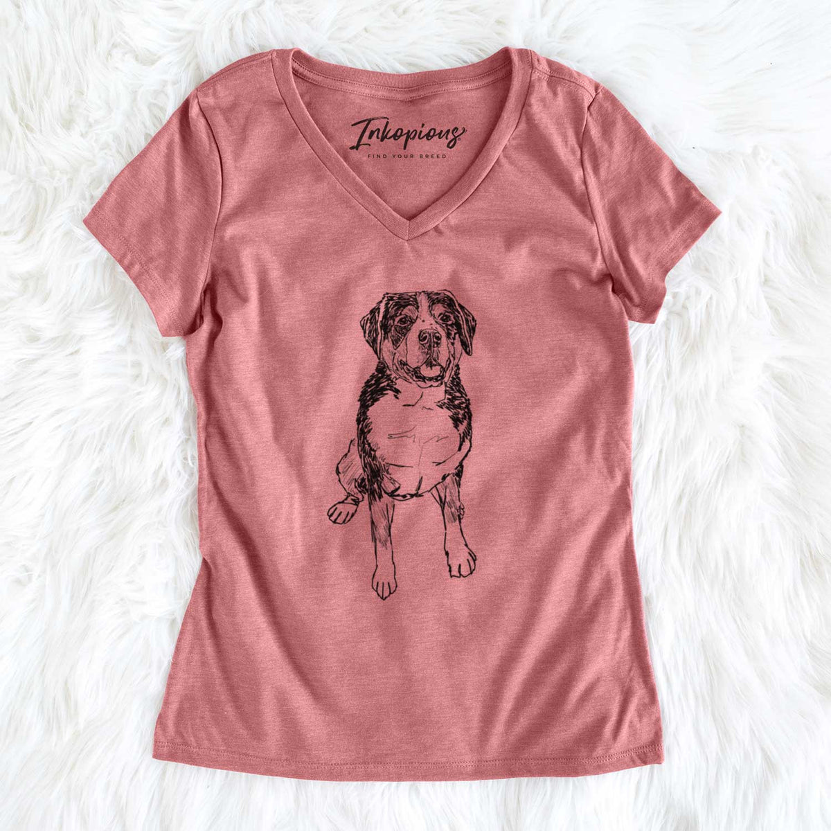 Doodled Harvey the Greater Swiss Mountain Dog - Women&#39;s V-neck Shirt