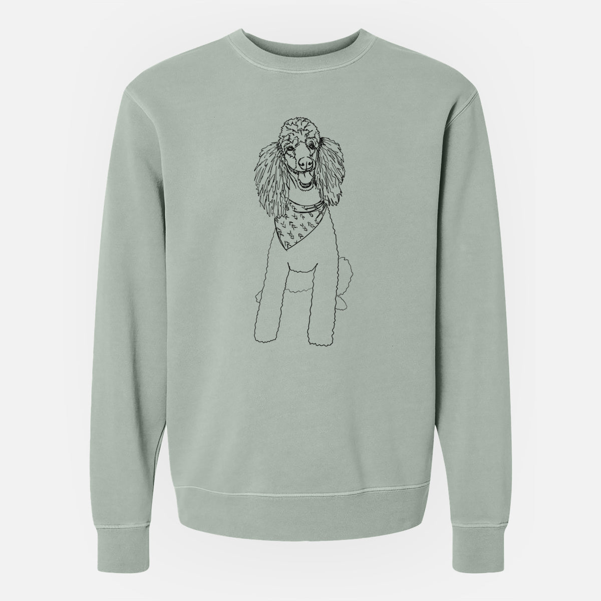 Doodled Henry the Standard Poodle - Unisex Pigment Dyed Crew Sweatshirt