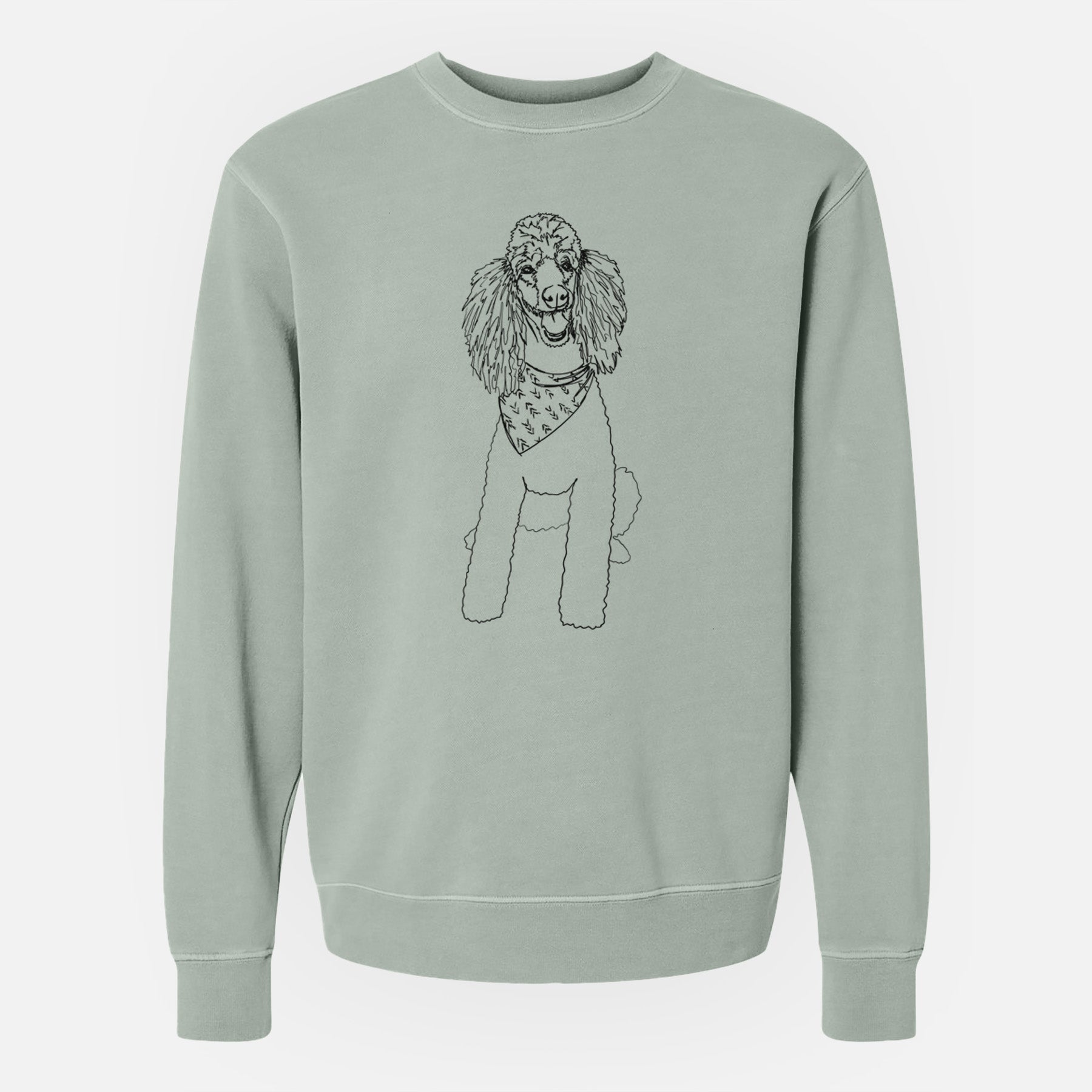 Doodled Henry the Standard Poodle - Unisex Pigment Dyed Crew Sweatshirt