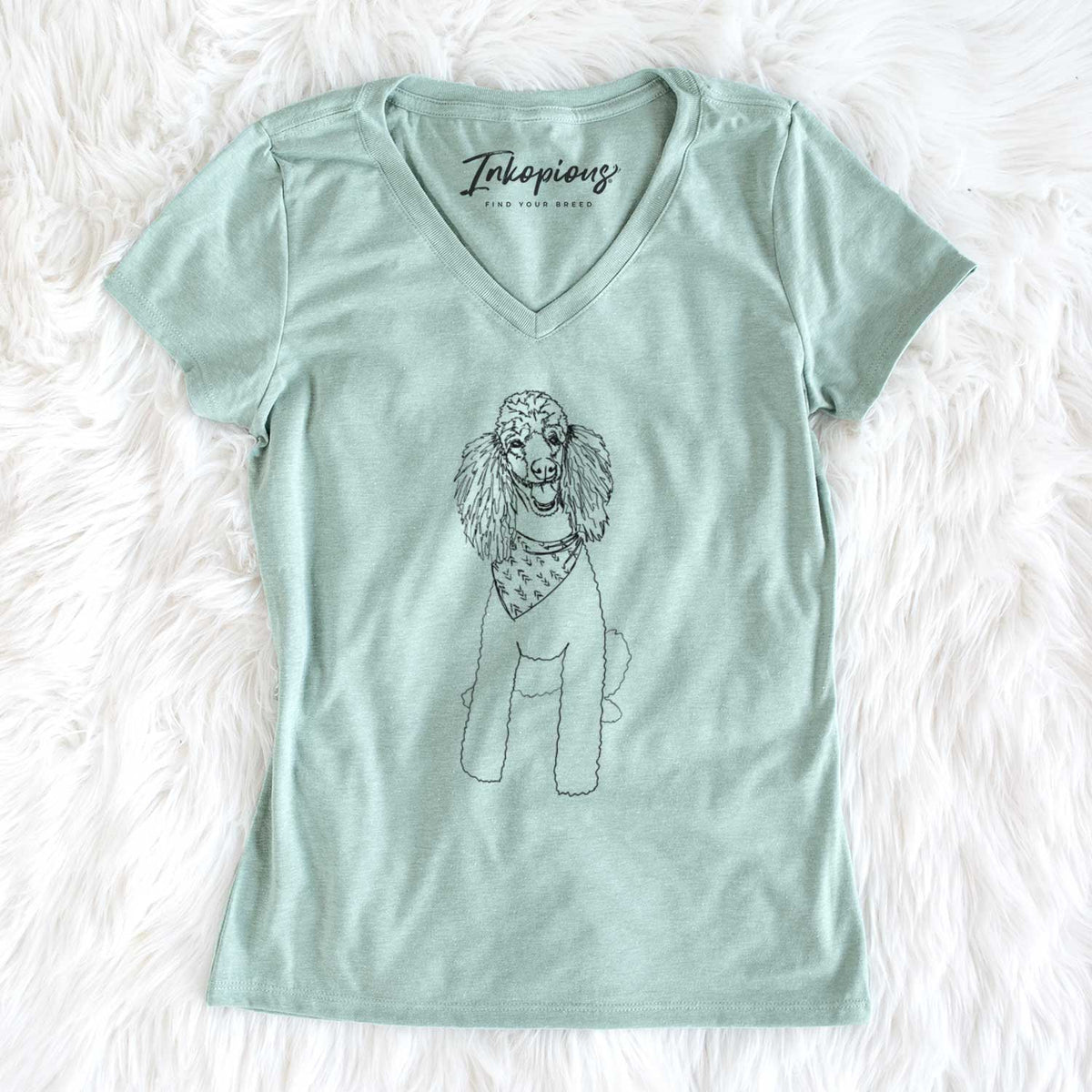 Doodled Henry the Standard Poodle - Women&#39;s V-neck Shirt