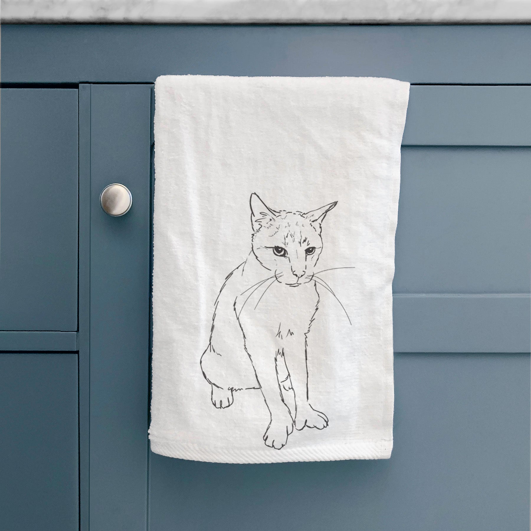 Doodled Henry the Cat Decorative Hand Towel