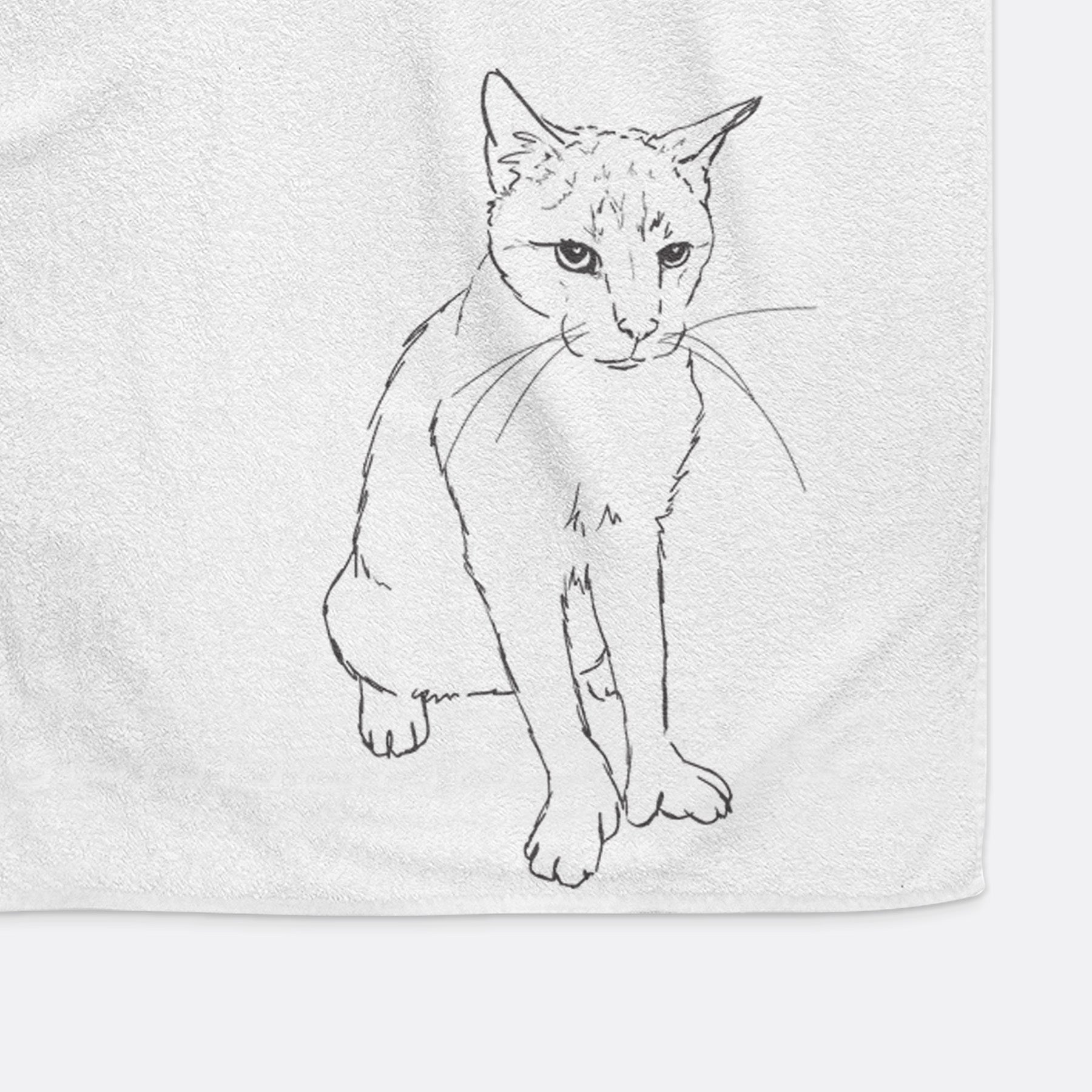 Doodled Henry the Cat Decorative Hand Towel