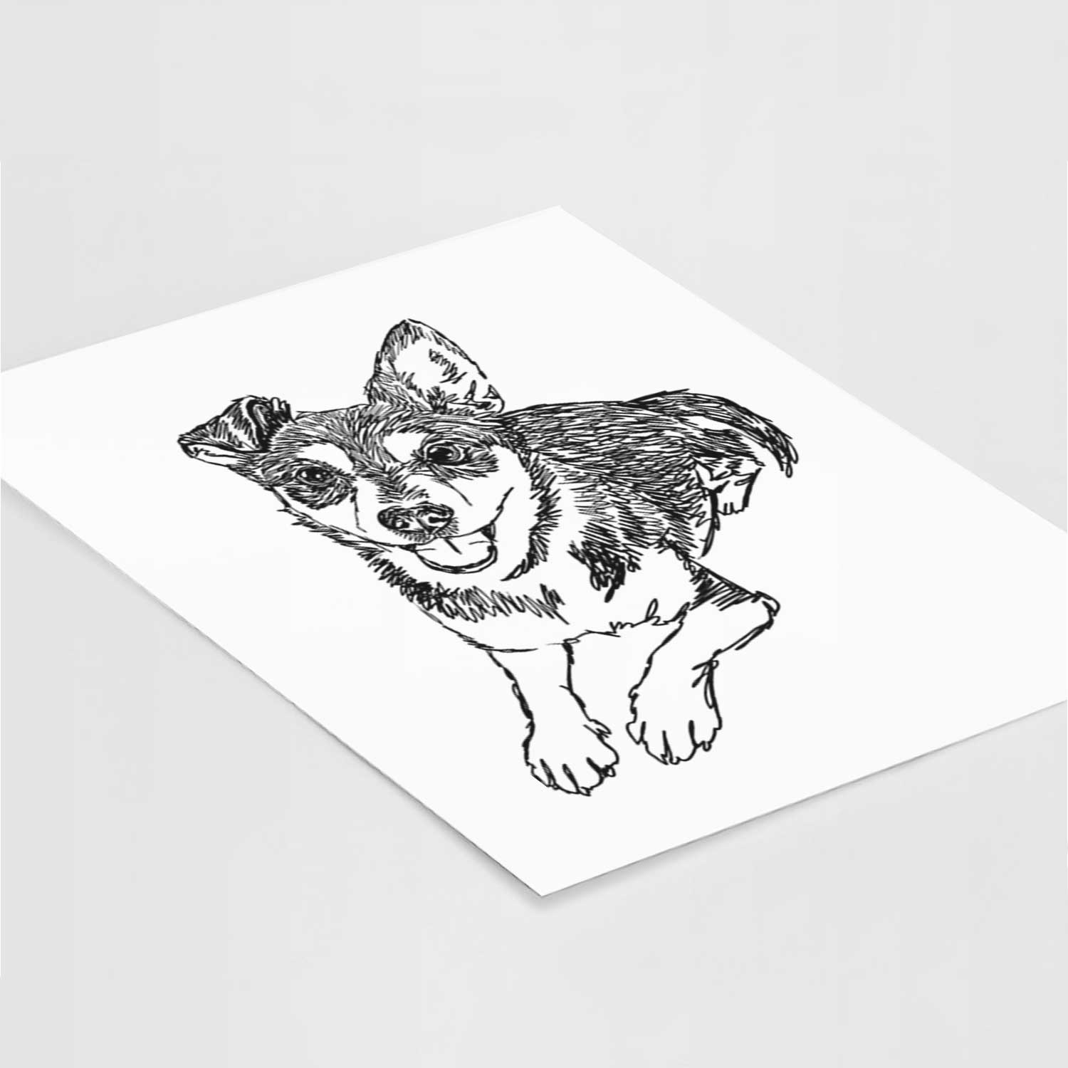 Doodled Hercules the Terrier Mix Art Print