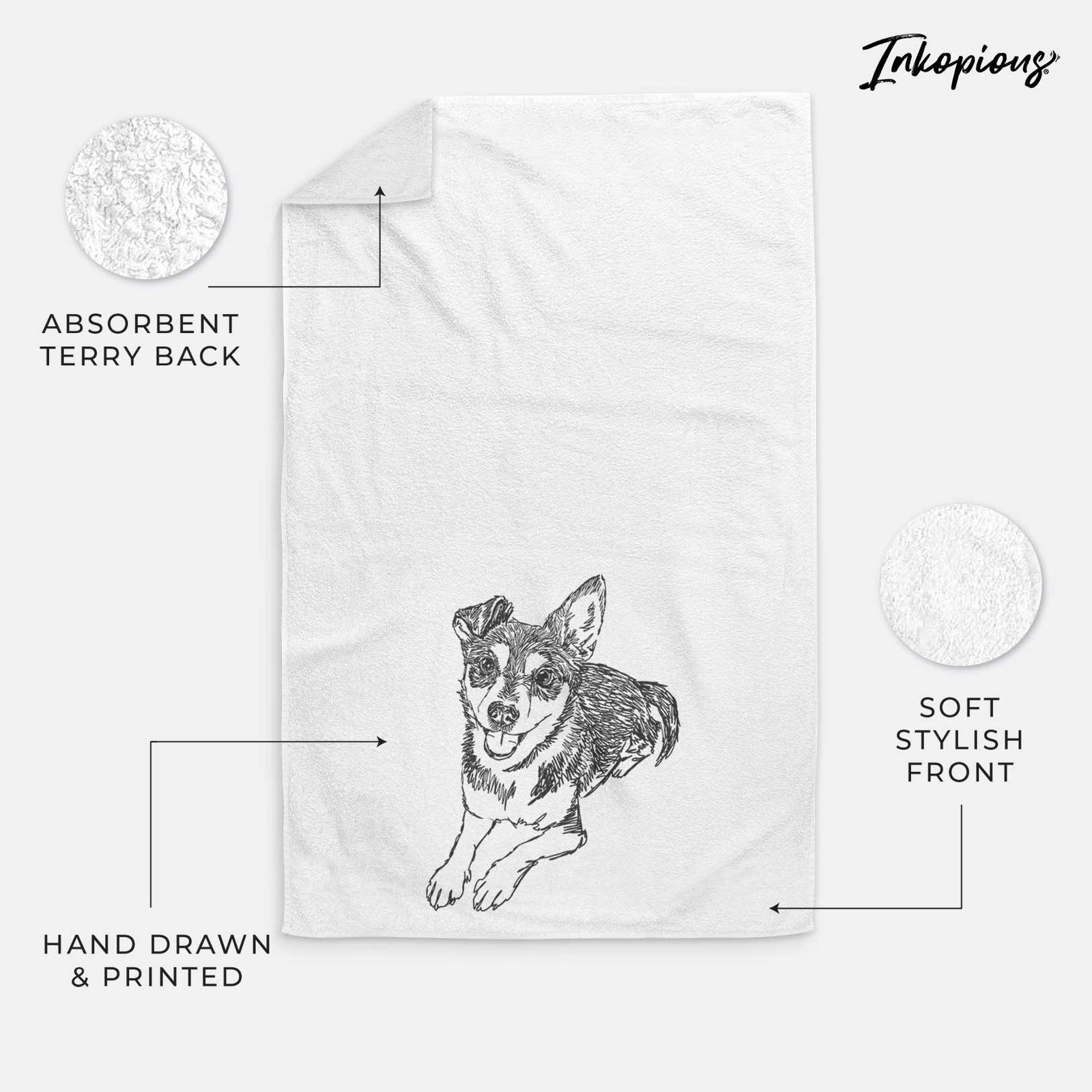 Doodled Hercules the Terrier Mix Decorative Hand Towel