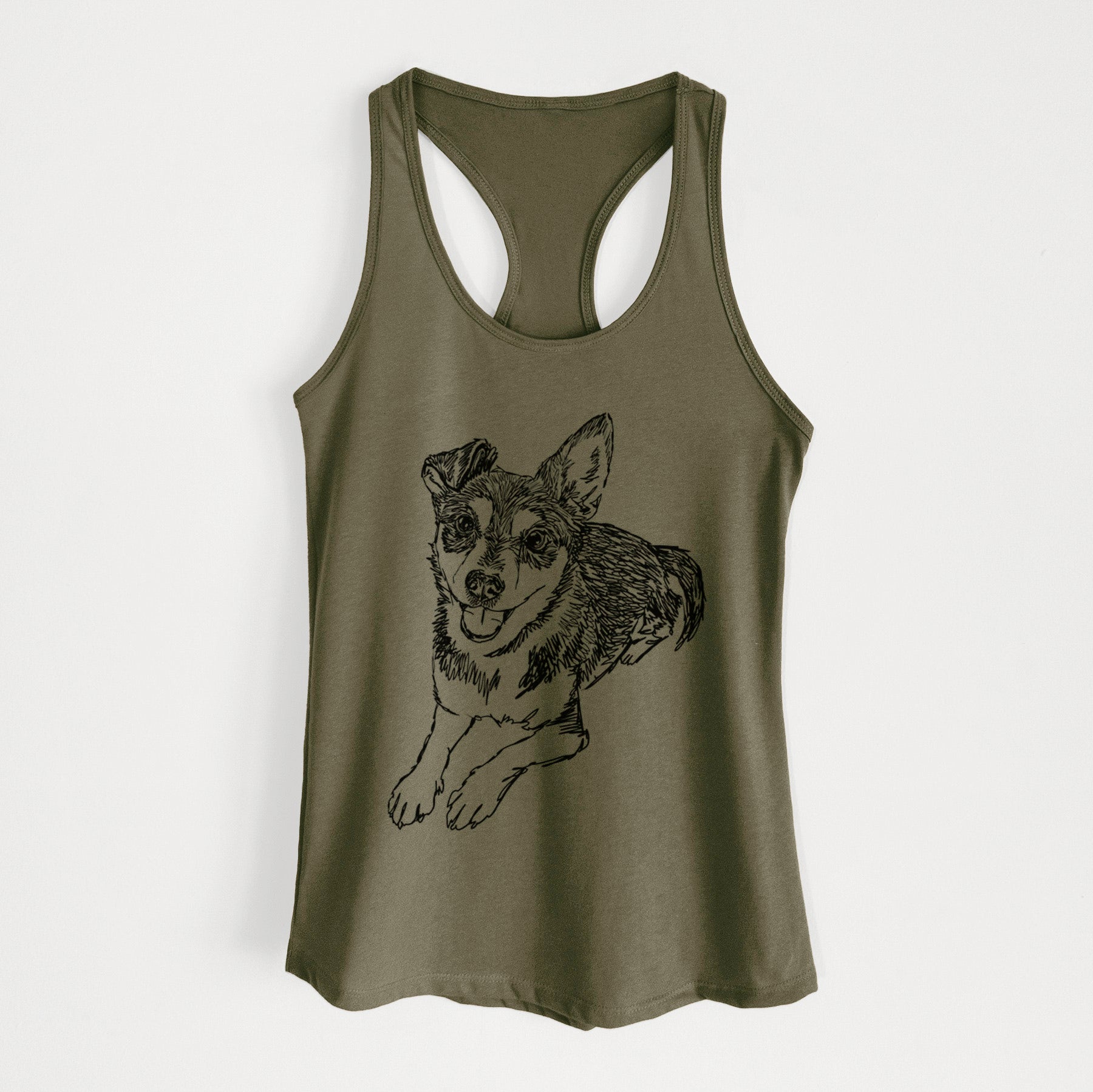 Doodled Hercules the Terrier Mix - Women's Racerback Tanktop