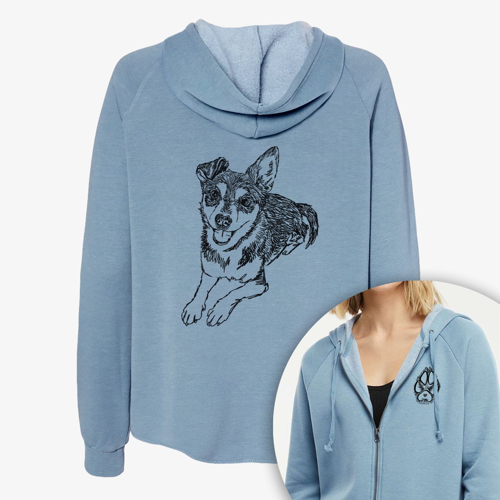 Doodled Hercules the Terrier Mix - Women's Cali Wave Zip-Up Sweatshirt