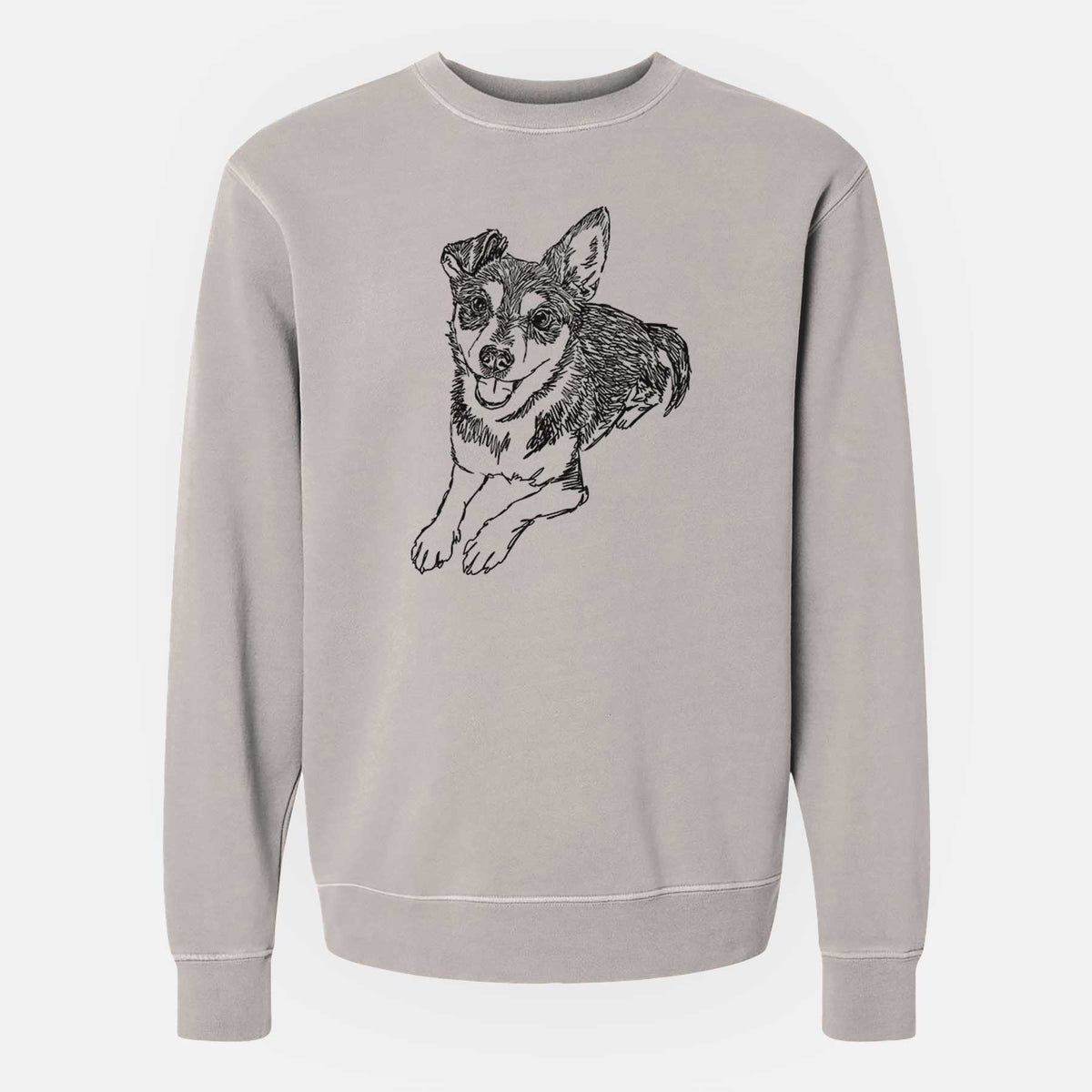Doodled Hercules the Terrier Mix - Unisex Pigment Dyed Crew Sweatshirt