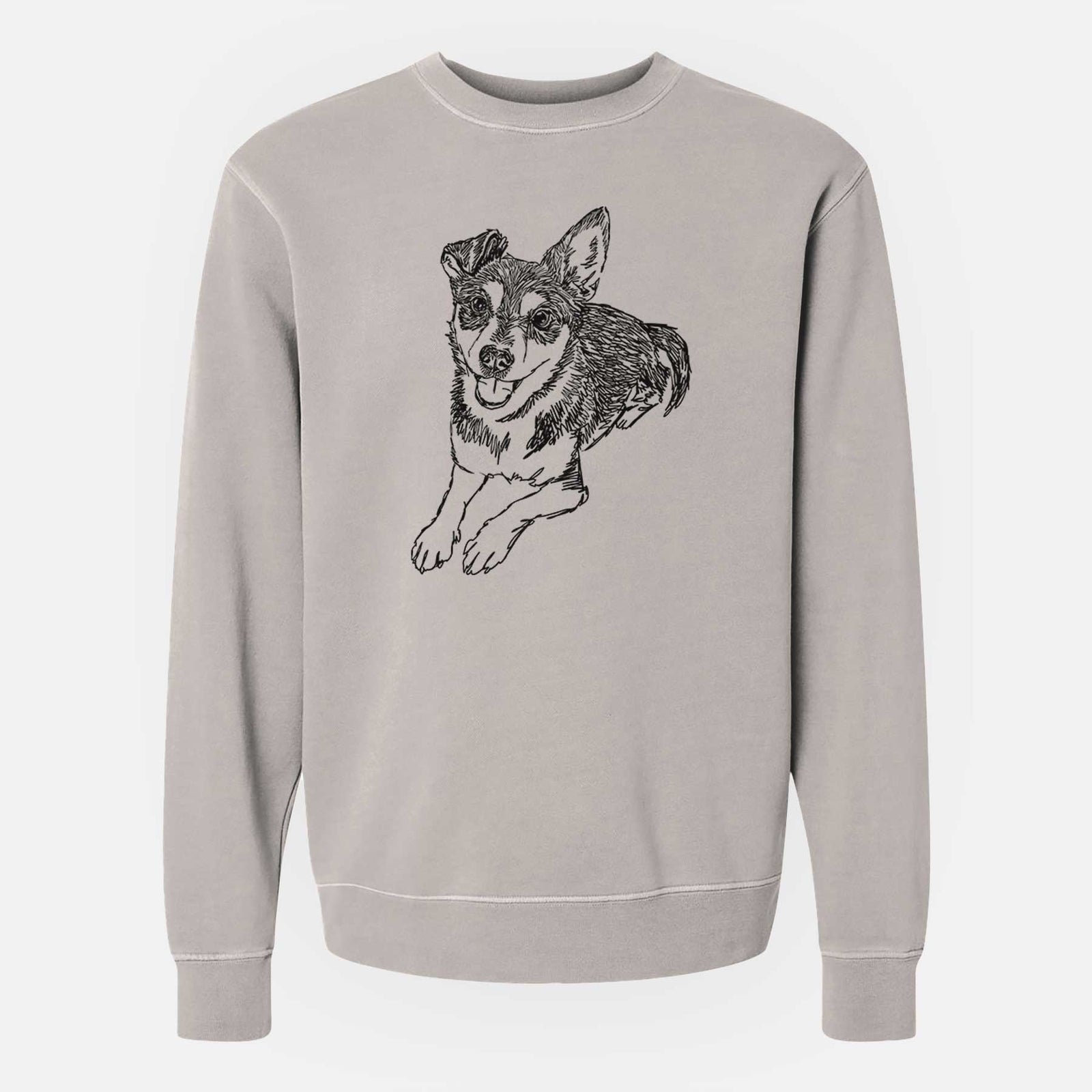 Doodled Hercules the Terrier Mix - Unisex Pigment Dyed Crew Sweatshirt