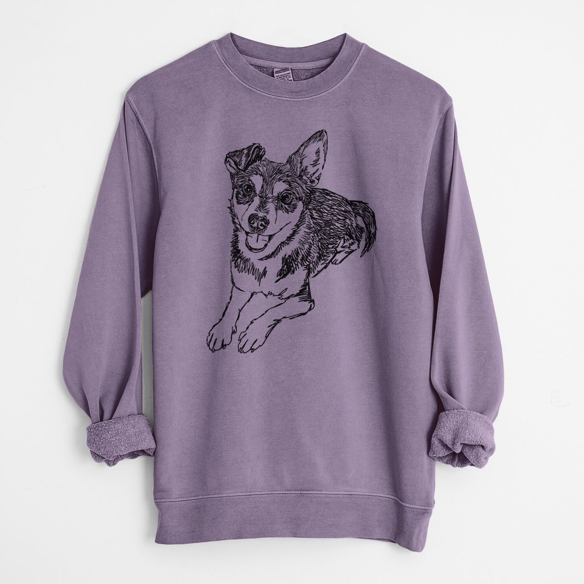 Doodled Hercules the Terrier Mix - Unisex Pigment Dyed Crew Sweatshirt