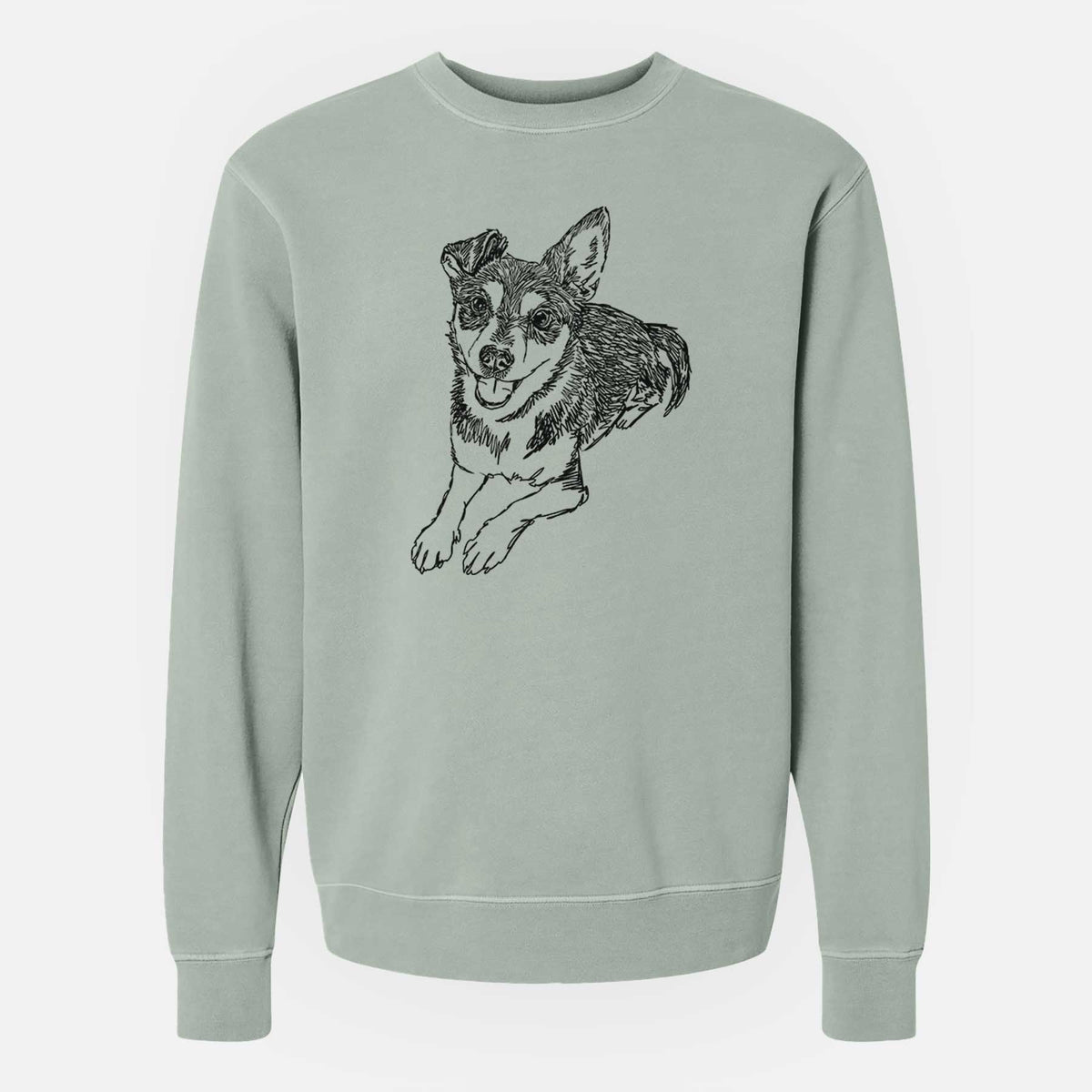 Doodled Hercules the Terrier Mix - Unisex Pigment Dyed Crew Sweatshirt