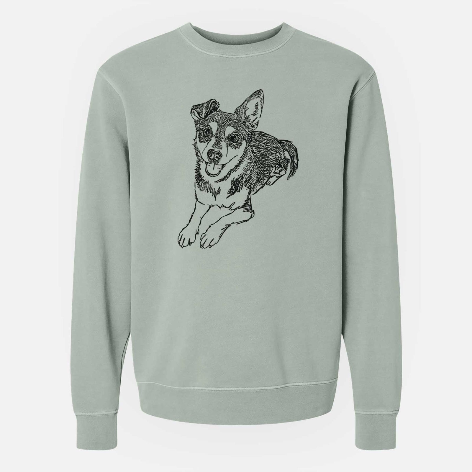 Doodled Hercules the Terrier Mix - Unisex Pigment Dyed Crew Sweatshirt