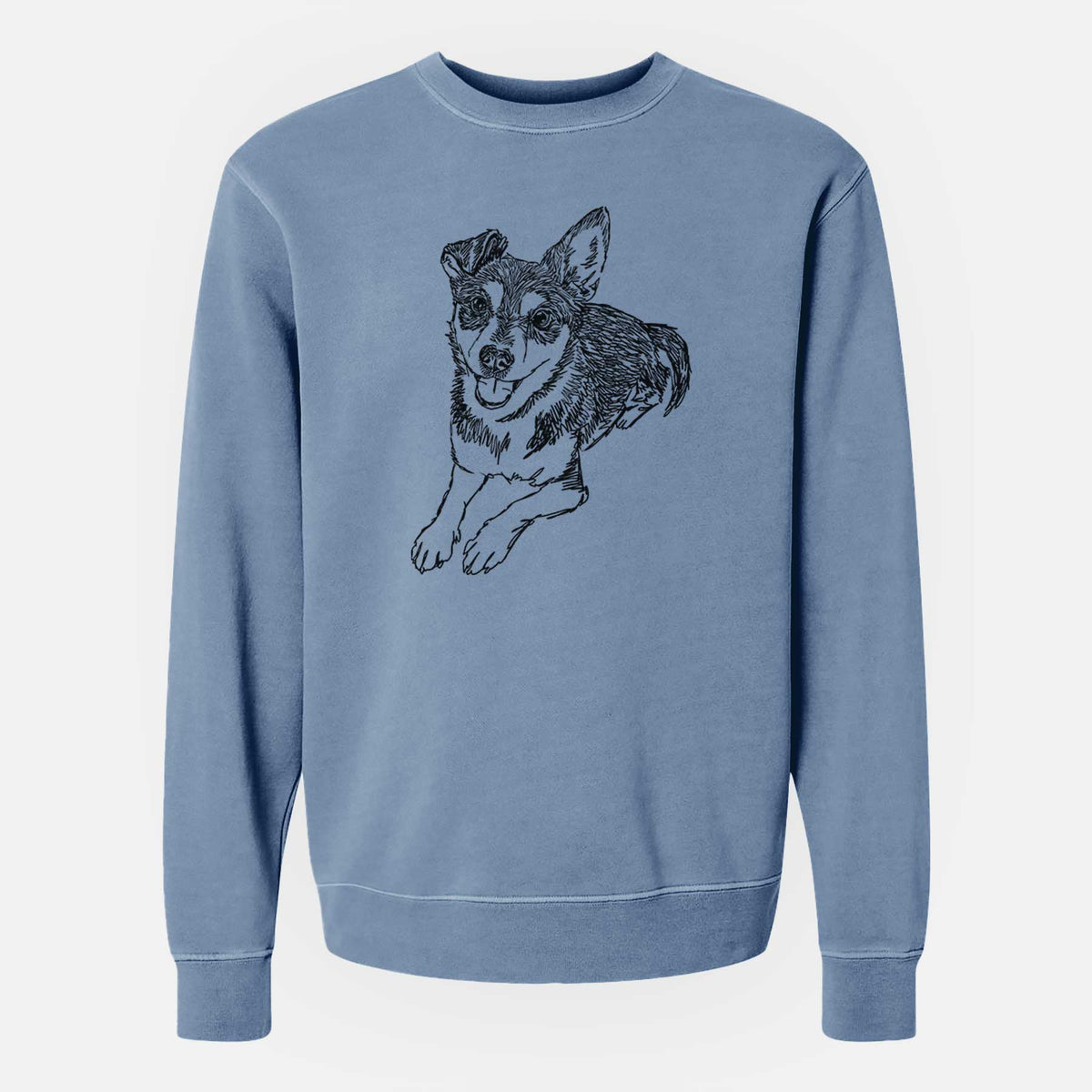 Doodled Hercules the Terrier Mix - Unisex Pigment Dyed Crew Sweatshirt