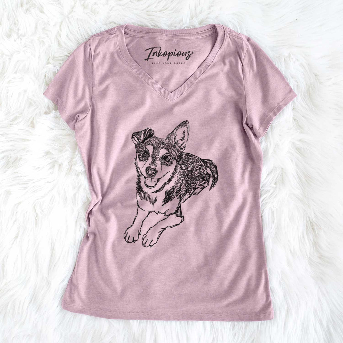 Doodled Hercules the Terrier Mix - Women&#39;s V-neck Shirt