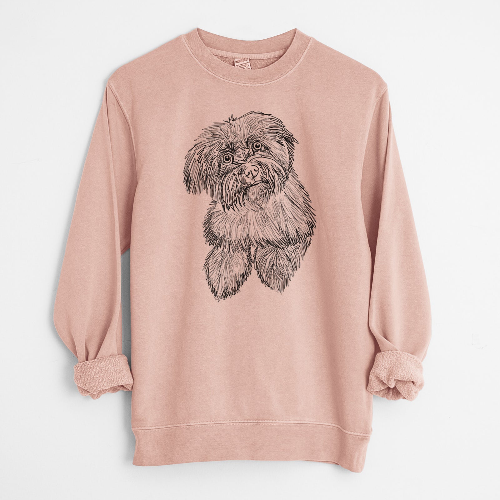 Doodled Hershey the Havanese - Unisex Pigment Dyed Crew Sweatshirt