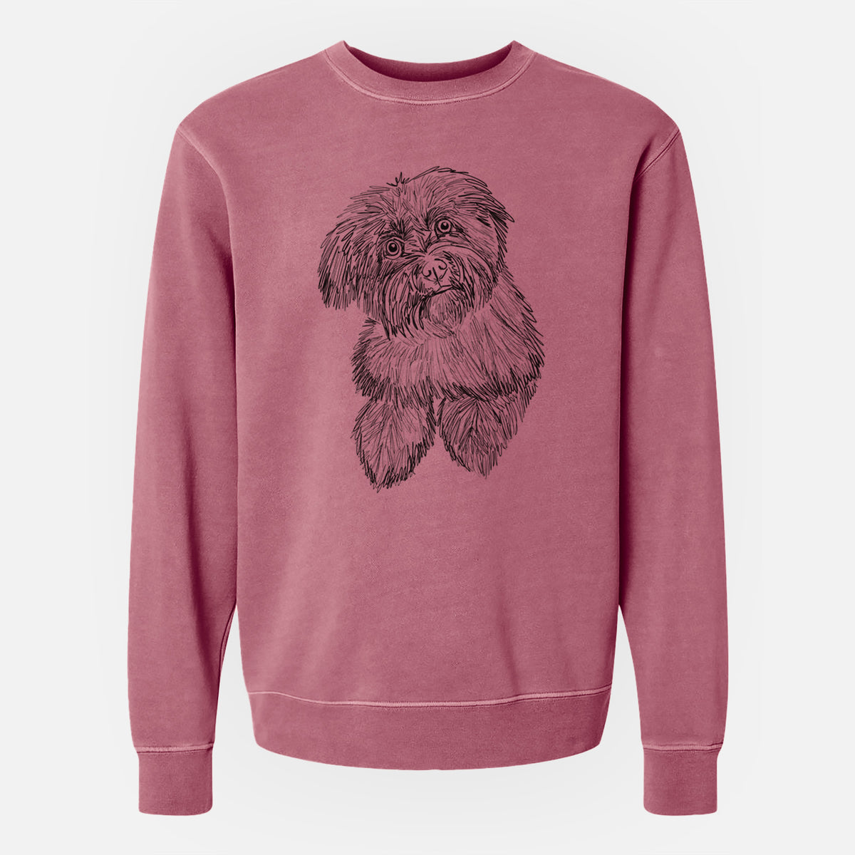 Doodled Hershey the Havanese - Unisex Pigment Dyed Crew Sweatshirt