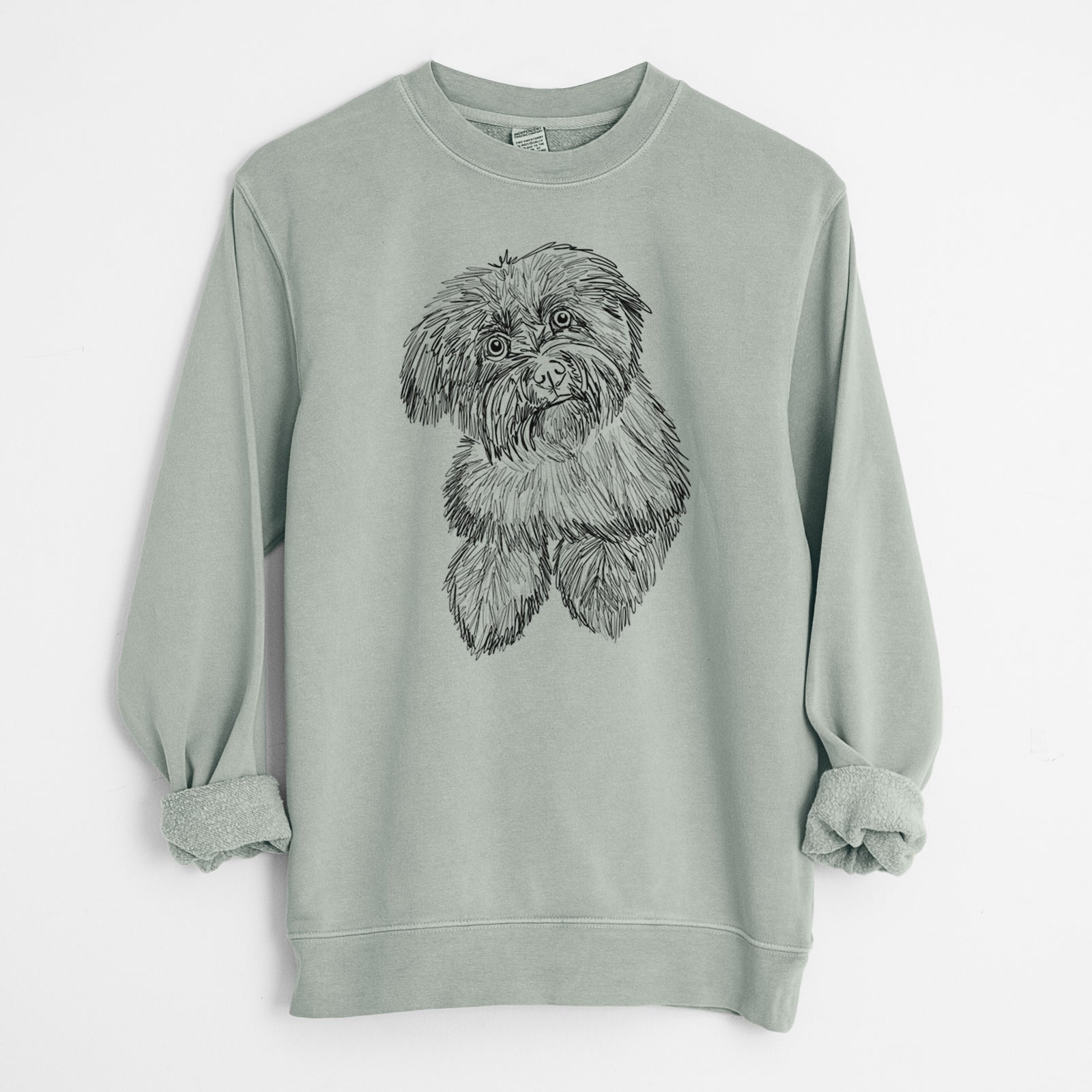 Doodled Hershey the Havanese - Unisex Pigment Dyed Crew Sweatshirt