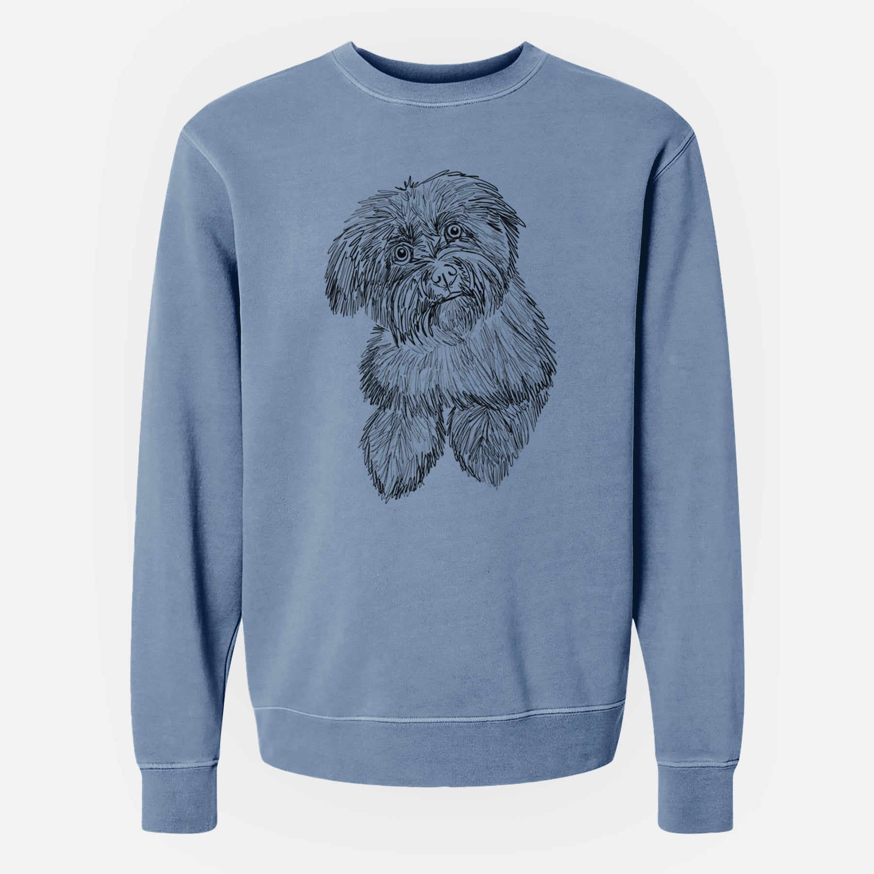 Doodled Hershey the Havanese - Unisex Pigment Dyed Crew Sweatshirt