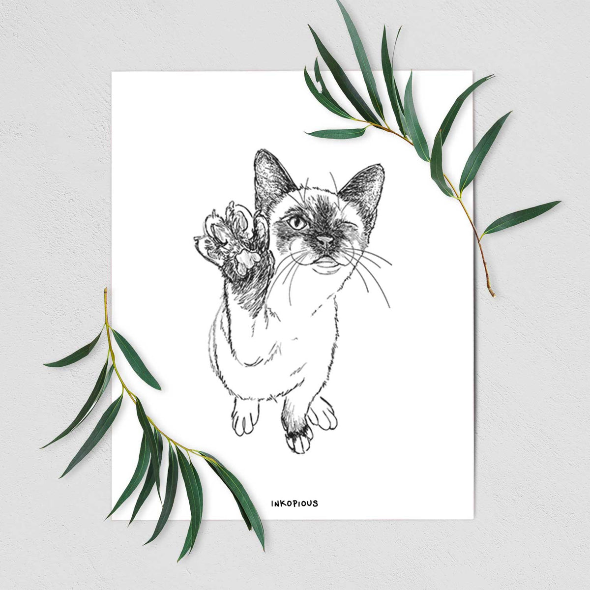 Doodled Hoggle the Siamese Cat Art Print