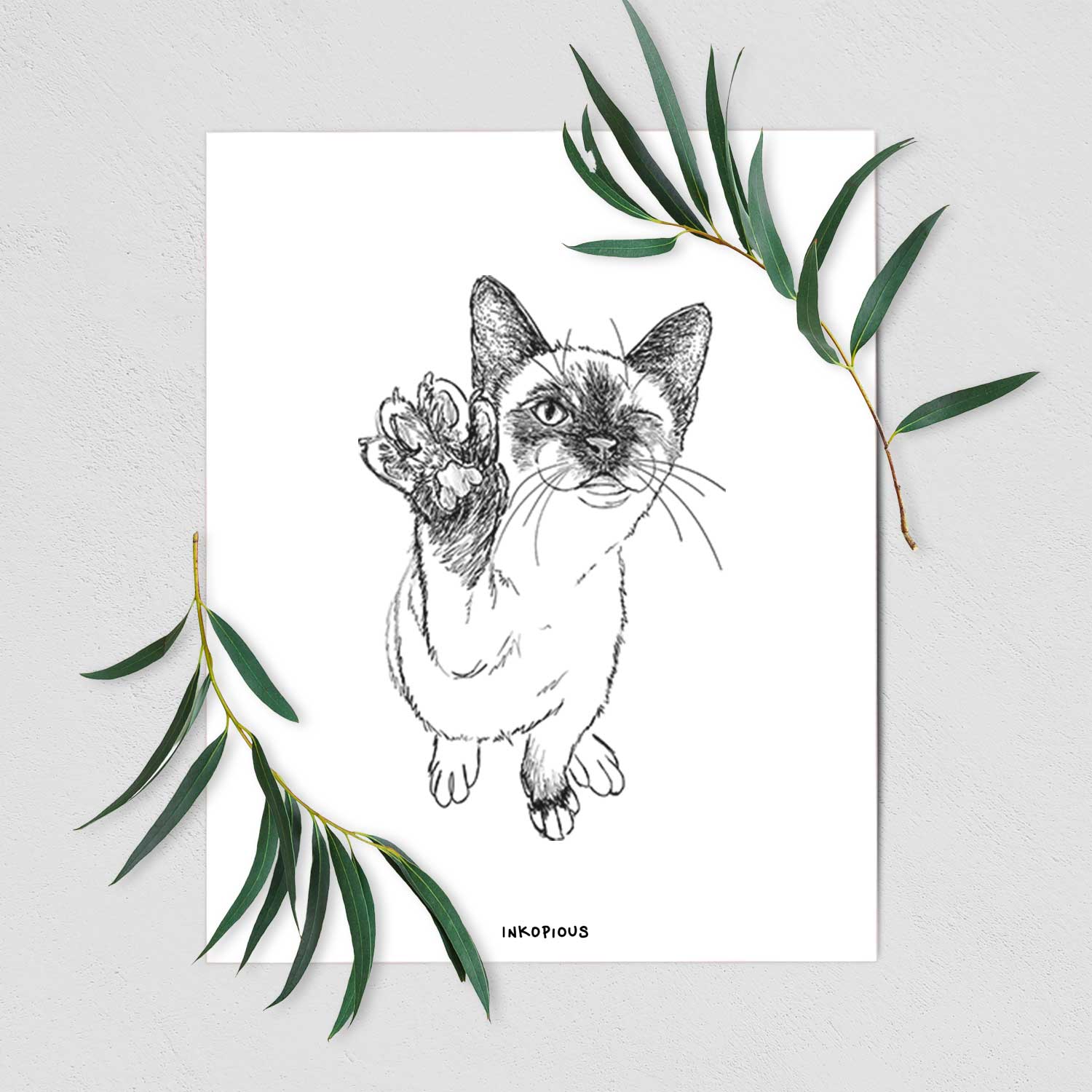 Doodled Hoggle the Siamese Cat Art Print
