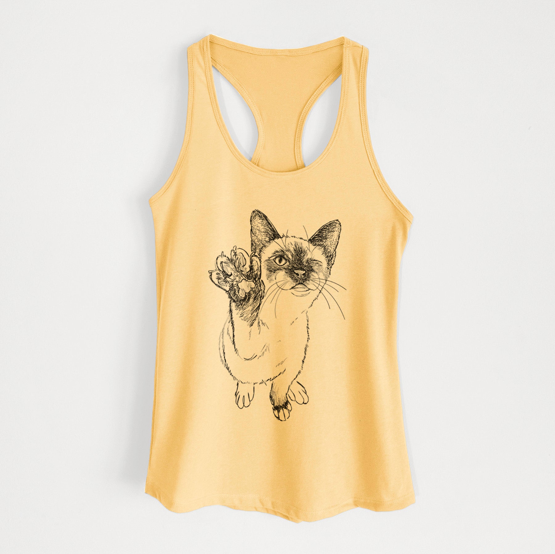 Doodled Hoggle the Siamese Cat - Women's Racerback Tanktop