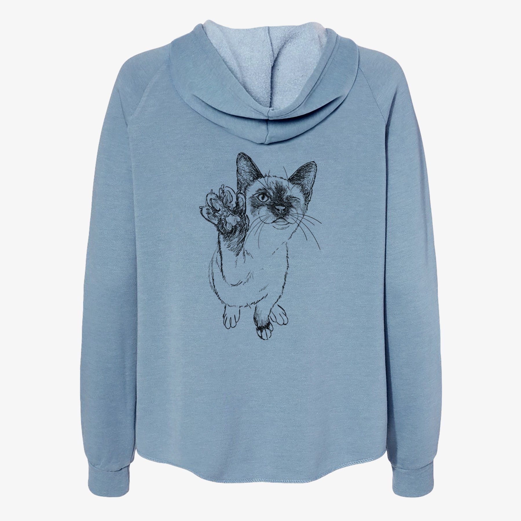 Doodled Hoggle the Siamese Cat - Women's Cali Wave Zip-Up Sweatshirt