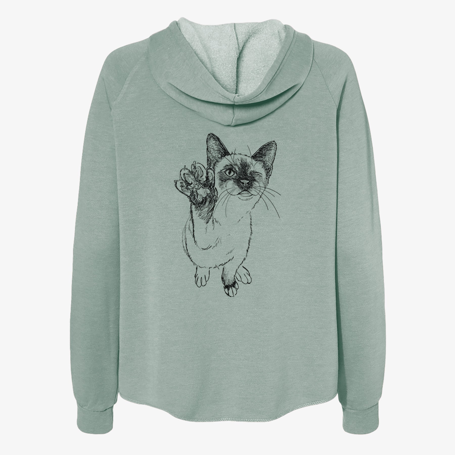 Doodled Hoggle the Siamese Cat - Women's Cali Wave Zip-Up Sweatshirt