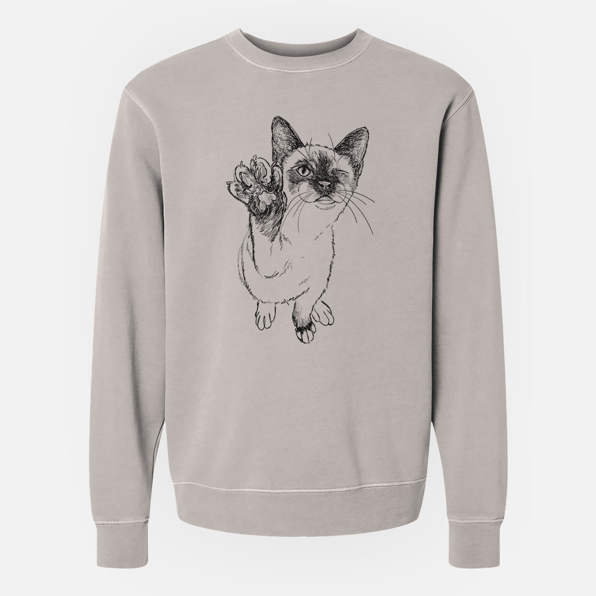 Doodled Hoggle the Siamese Cat - Unisex Pigment Dyed Crew Sweatshirt