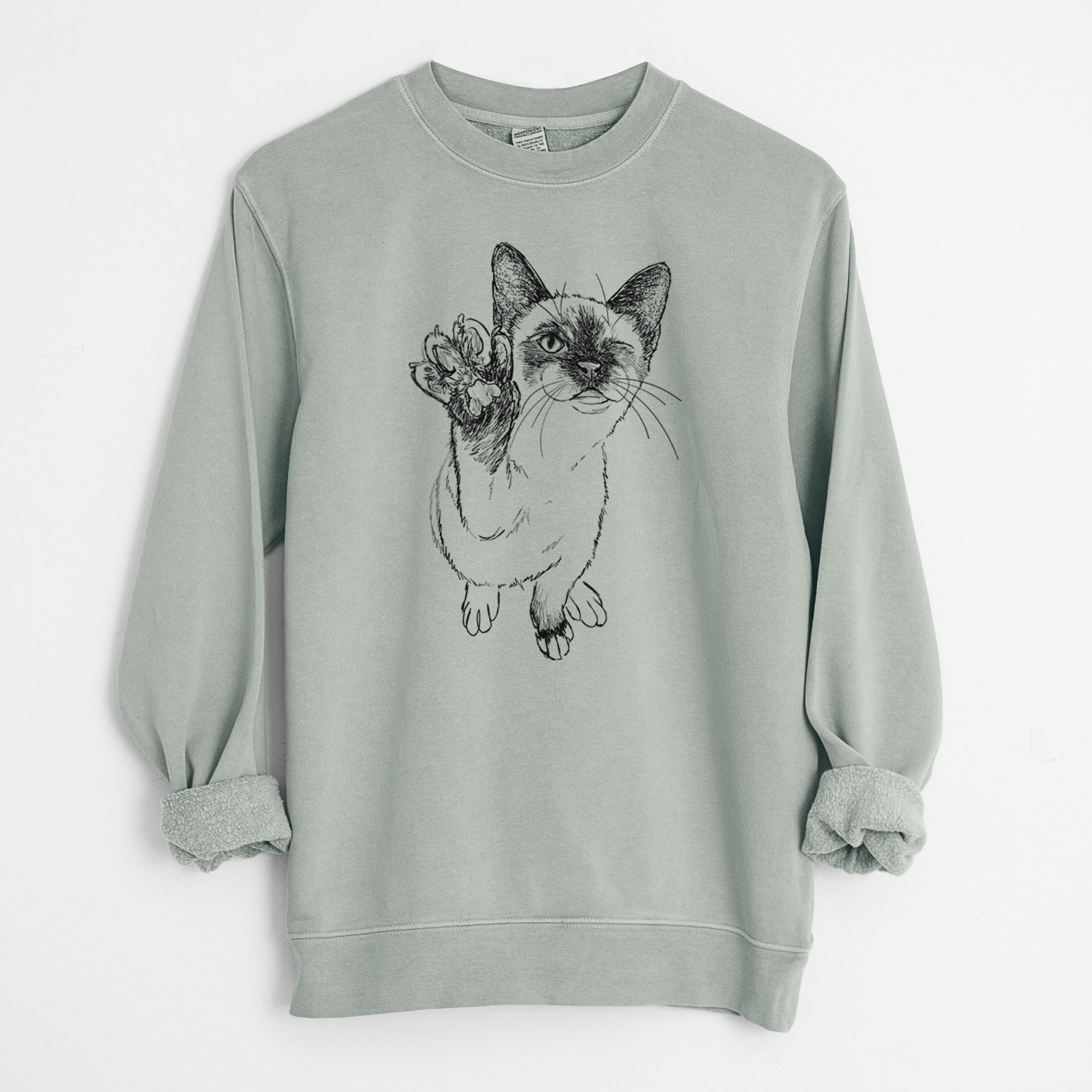 Doodled Hoggle the Siamese Cat - Unisex Pigment Dyed Crew Sweatshirt