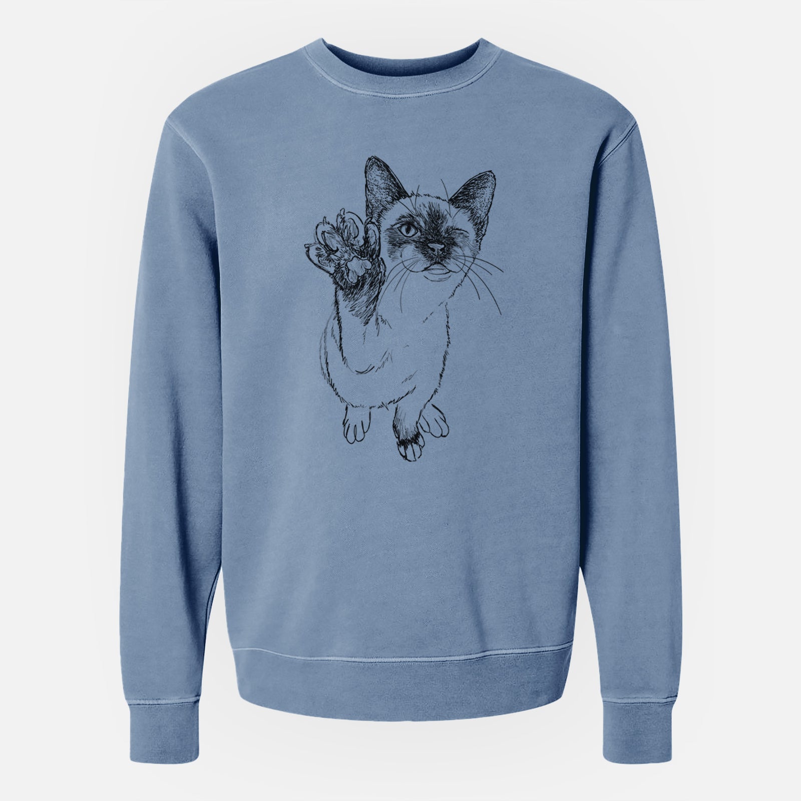 Doodled Hoggle the Siamese Cat - Unisex Pigment Dyed Crew Sweatshirt