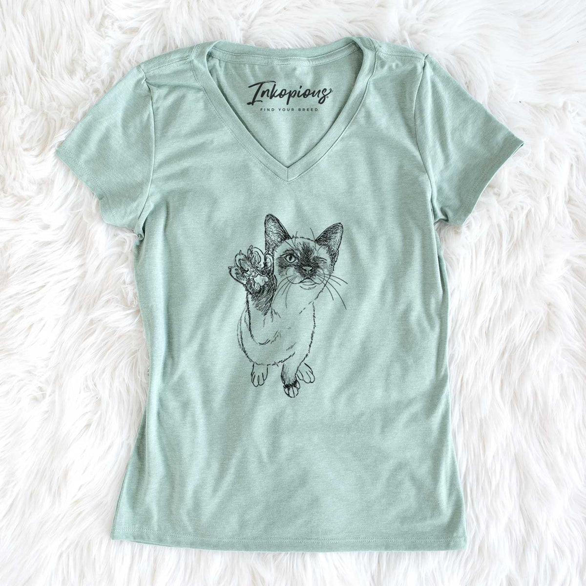 Doodled Hoggle the Siamese Cat - Women&#39;s V-neck Shirt