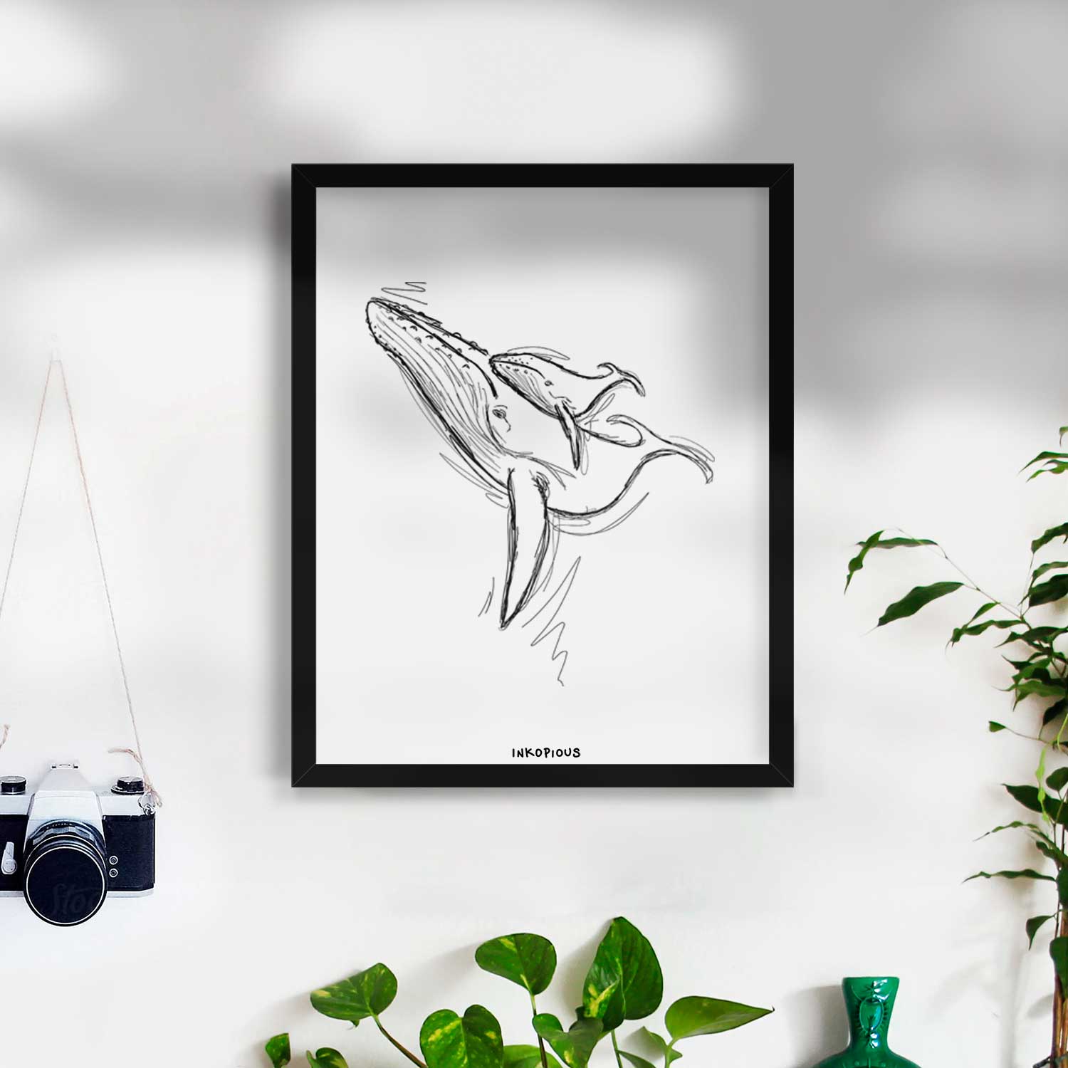 Doodled Mama and Baby the Humpback Whale Art Print