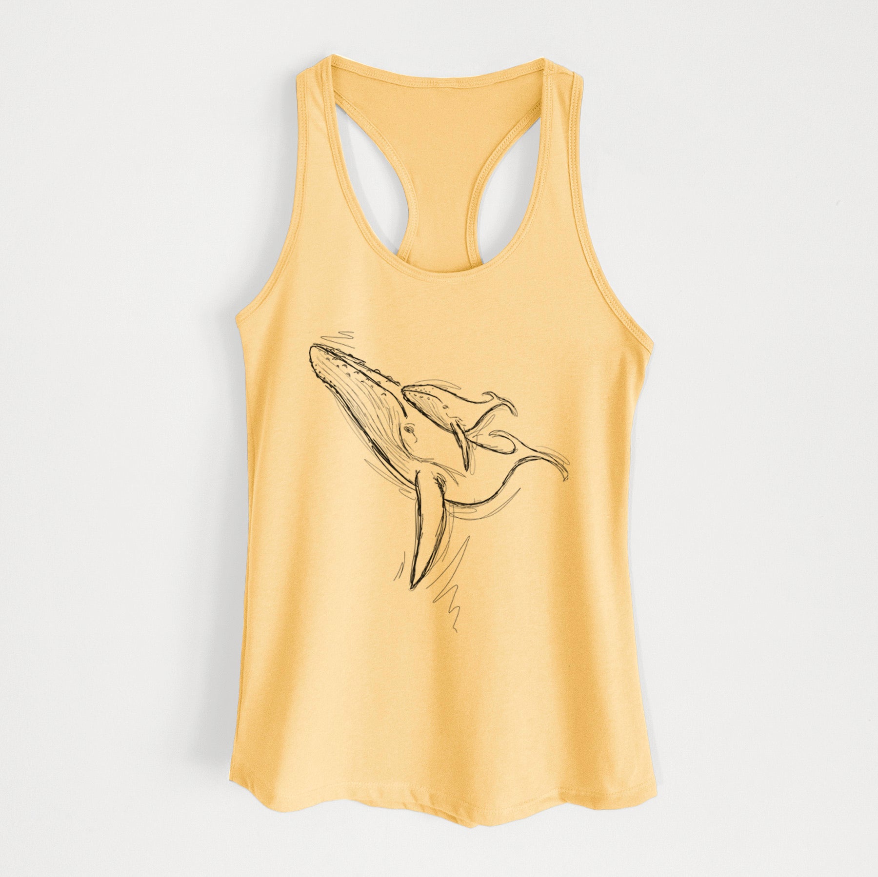 Doodled Mama and Baby the Humpback Whale - Women's Racerback Tanktop