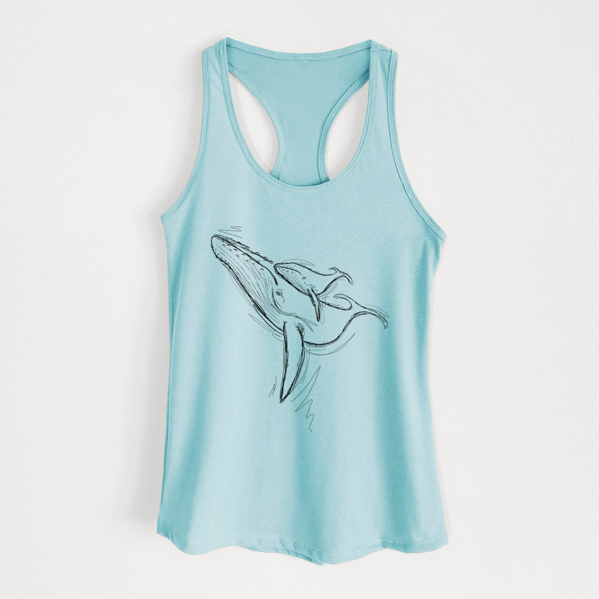 Doodled Mama and Baby the Humpback Whale - Women&#39;s Racerback Tanktop