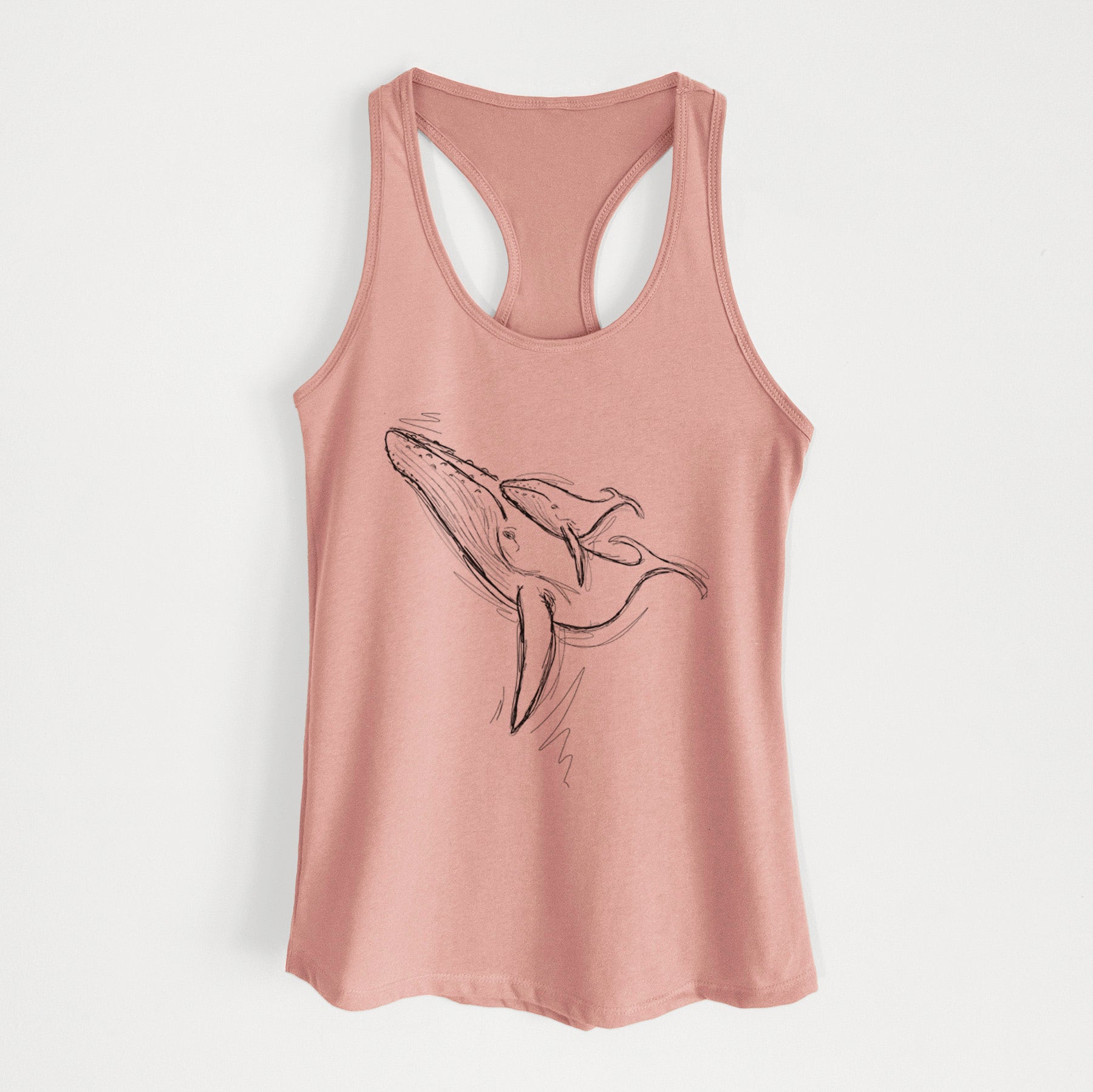 Doodled Mama and Baby the Humpback Whale - Women's Racerback Tanktop