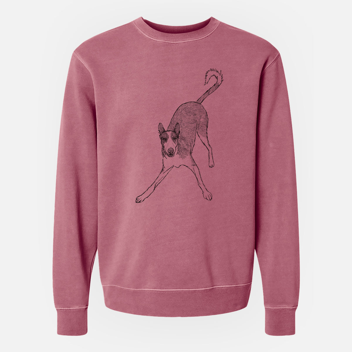 Doodled Hunee the Ibizan Sighthound - Unisex Pigment Dyed Crew Sweatshirt