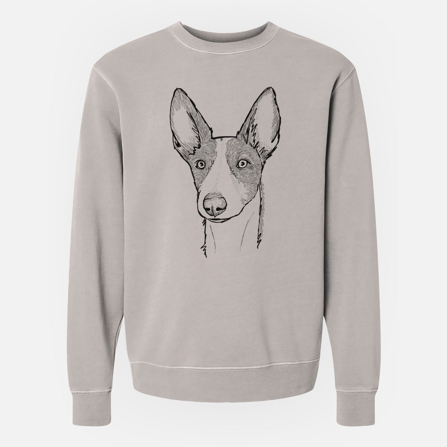 Doodled Hunee the Ibizan Sighthound - Unisex Pigment Dyed Crew Sweatshirt