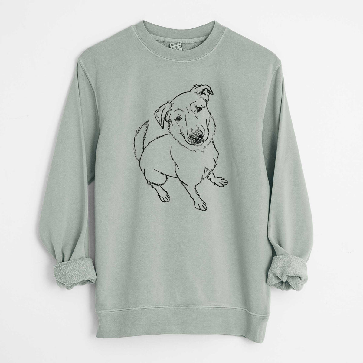 Doodled Ike the Lab Mix - Unisex Pigment Dyed Crew Sweatshirt